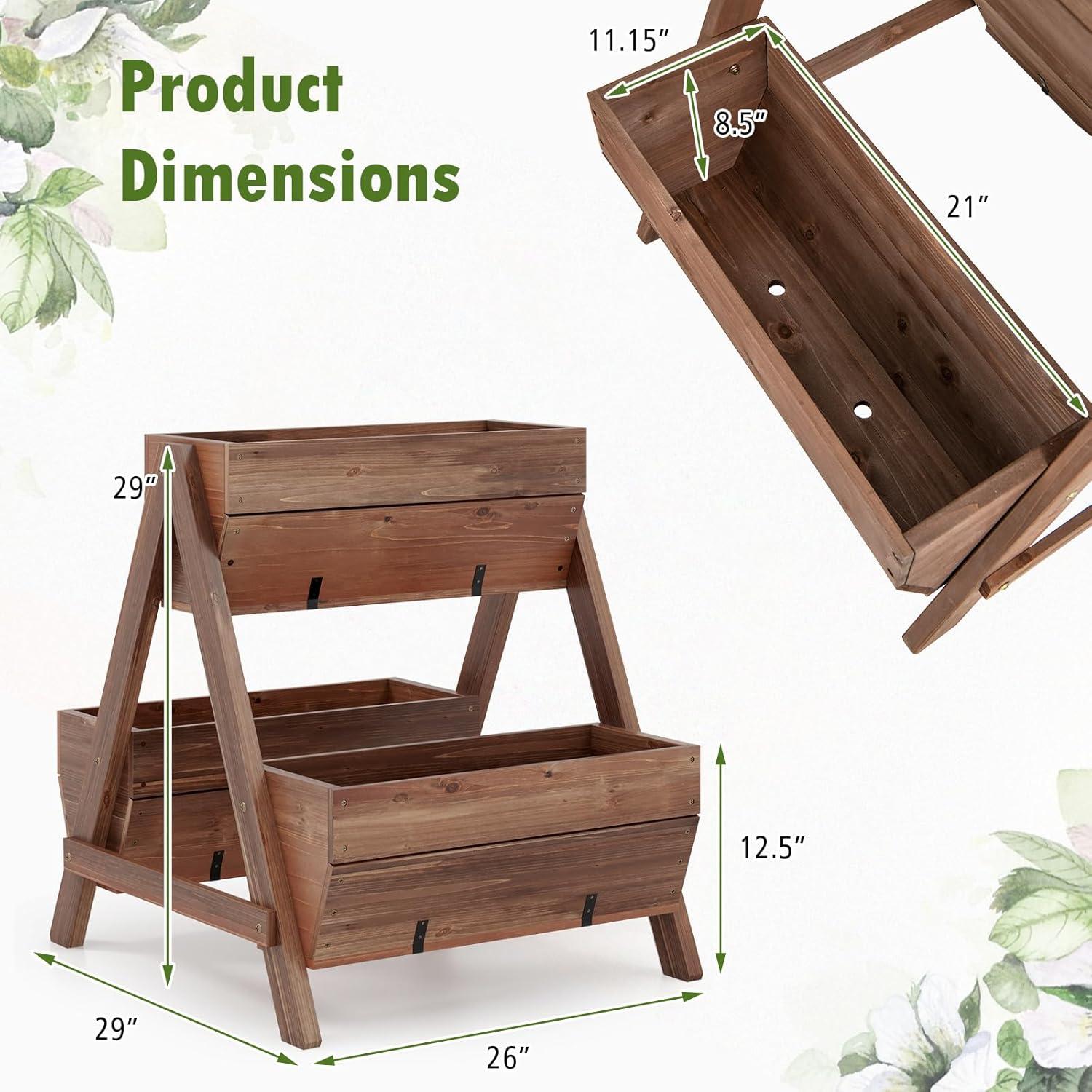 Spaco Vertical Raised Garden bed with 3 Wooden Planter Boxes-S, Outdoor Elevated Flower Box for Backyard/Patio/Gardener
