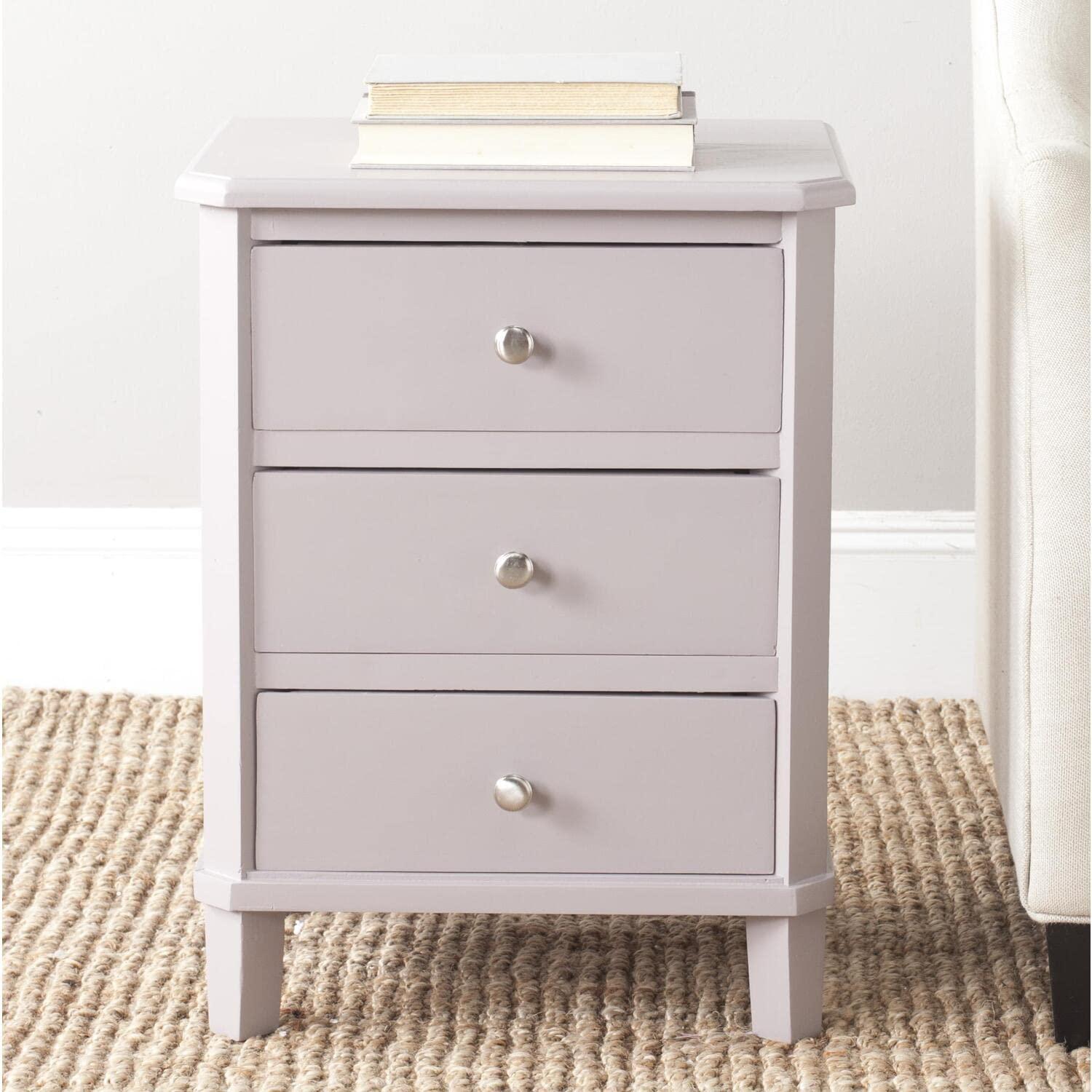Wildon Home® 25'' H Joe Pine End Table - 3 Drawer Nightstand with Silver Pulls, Stylish Farmhouse Bedroom Storage