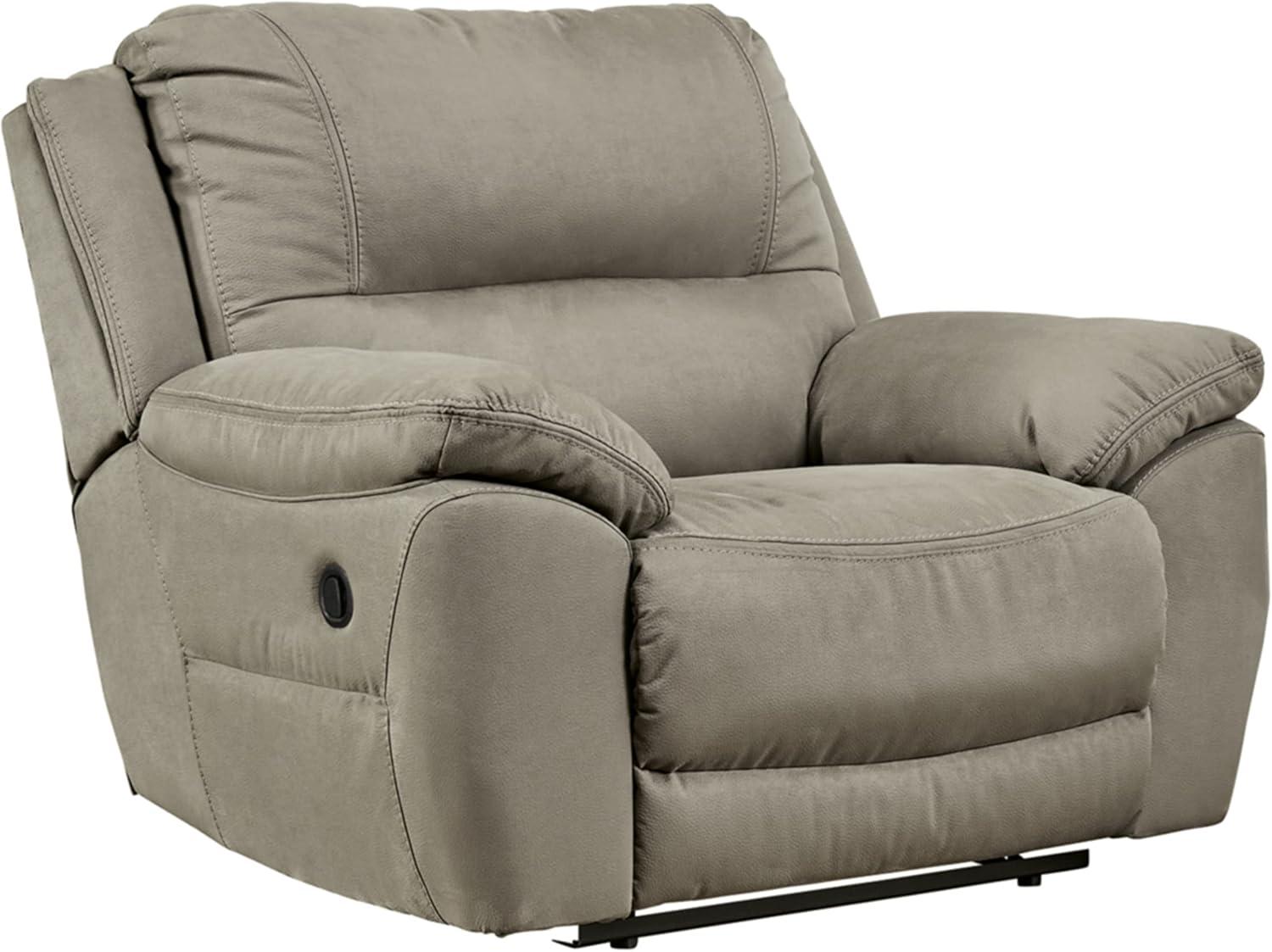 Contemporary Oversized Recliner in Soft-As-Suede Gray Faux Leather