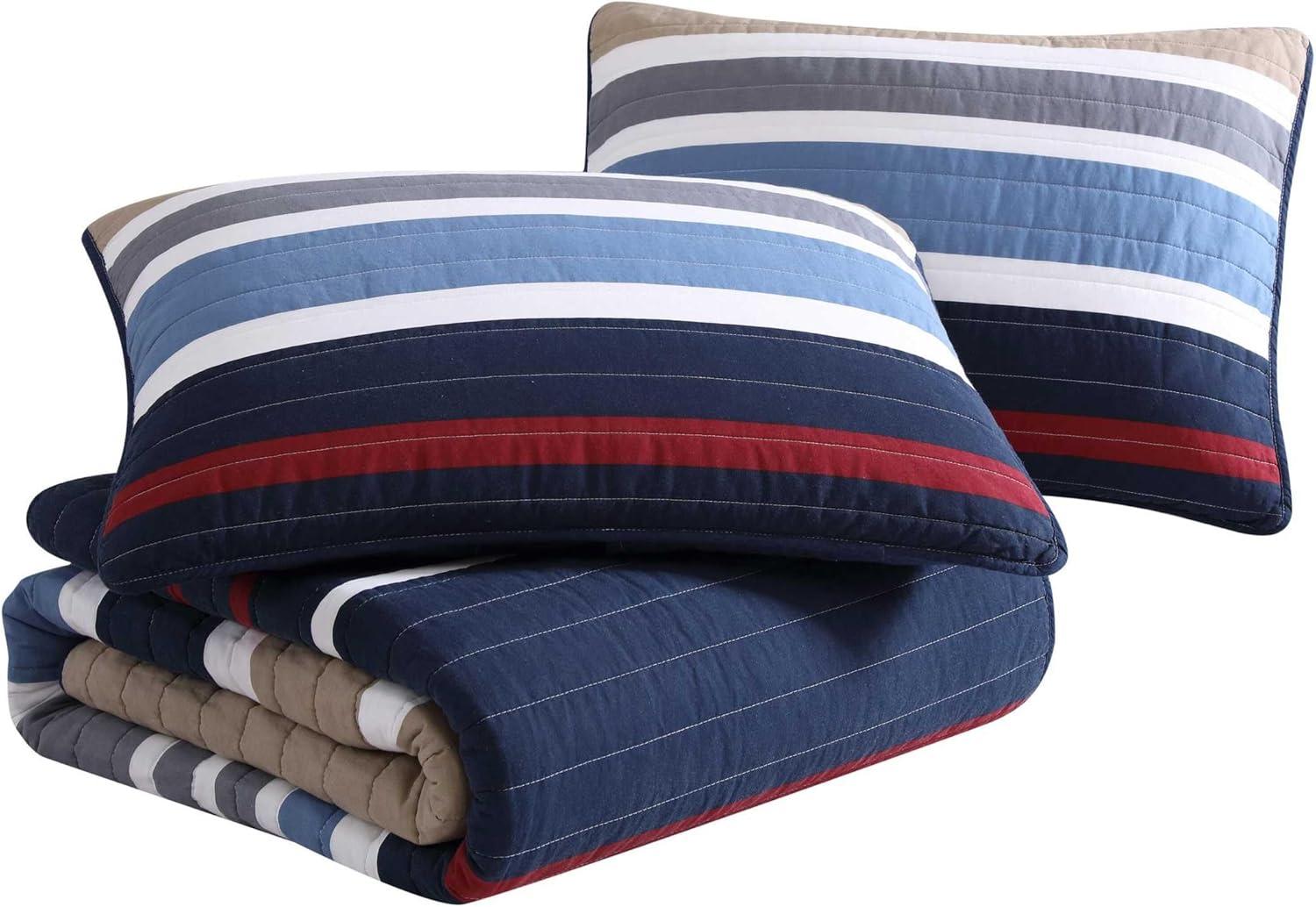 Nautica Nautica Bradford Cotton Reversible Navy Quilt Set