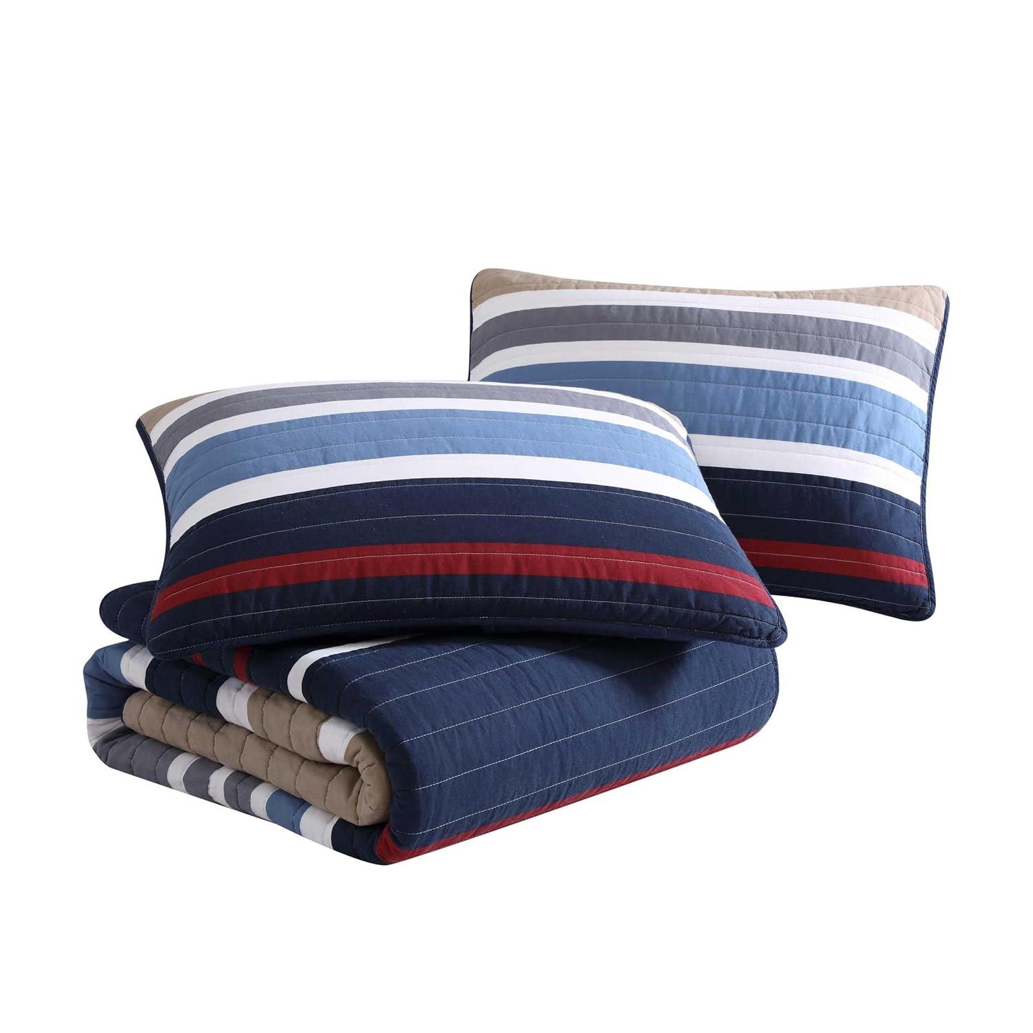 Nautica Nautica Bradford Cotton Reversible Navy Quilt Set