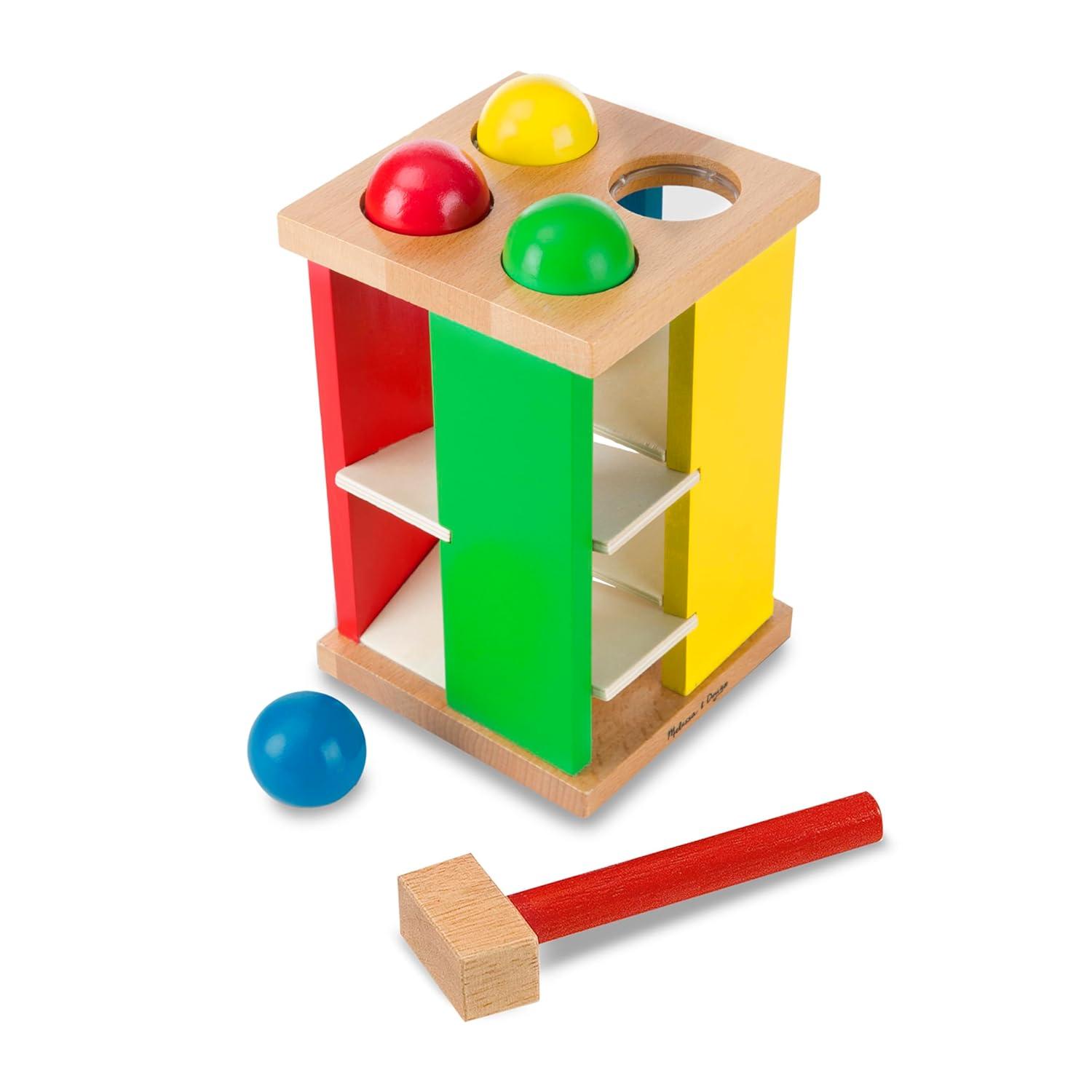 Melissa & Doug Deluxe Pound and Roll Wooden Tower Toy With Hammer
