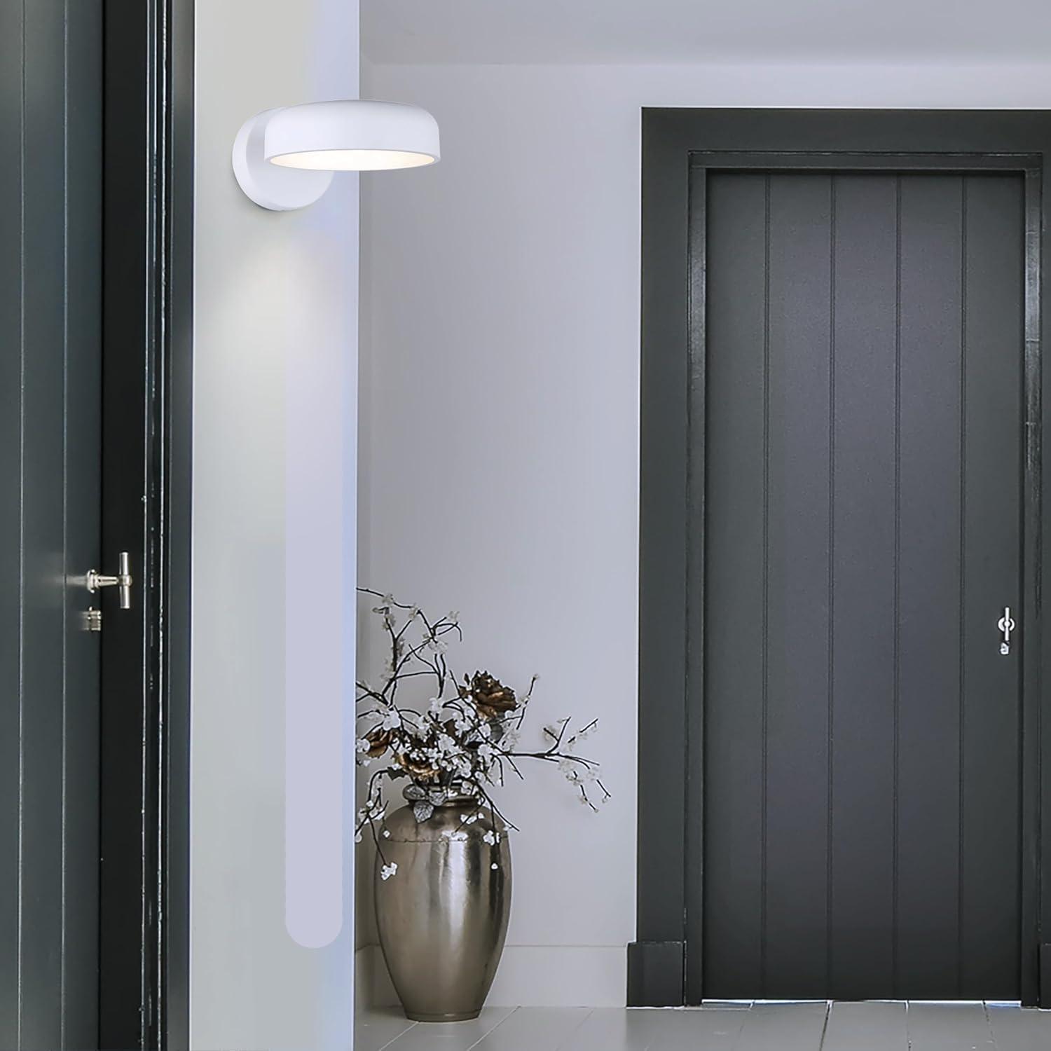 ZARIA 8 in. 1-Light White Integrated LED Wall-Light with White Metal Shade