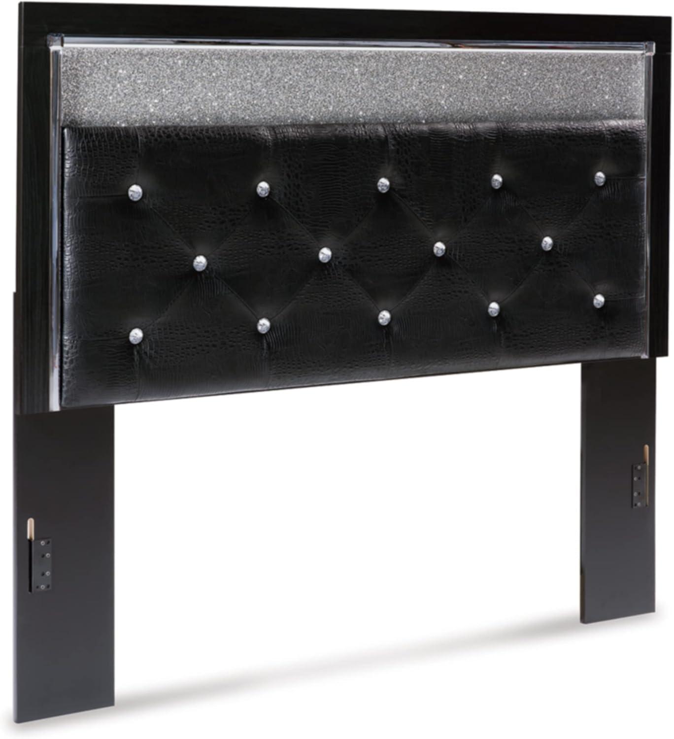 Queen Black Upholstered Tufted Headboard with LED Lighting