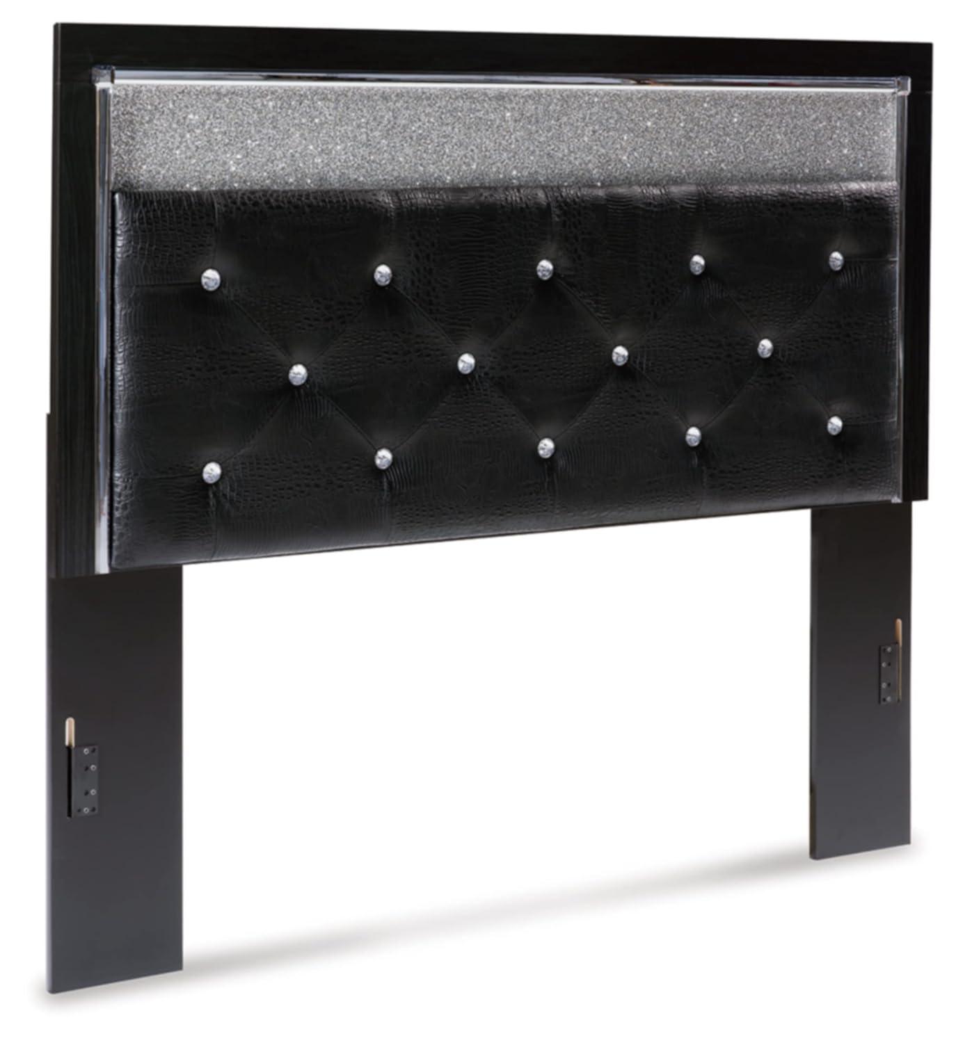 Queen Black Upholstered Tufted Headboard with LED Lighting