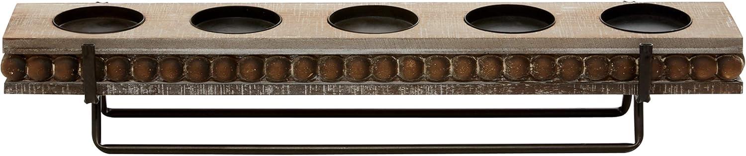 DecMode 5 Holder Brown Wooden Pillar Candelabra