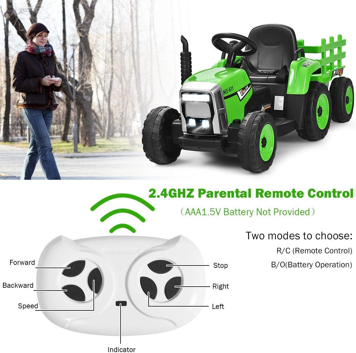 Costway Costway 12 Volt 1 Seater Tractors / Construction Battery Powered Ride On with Remote Control