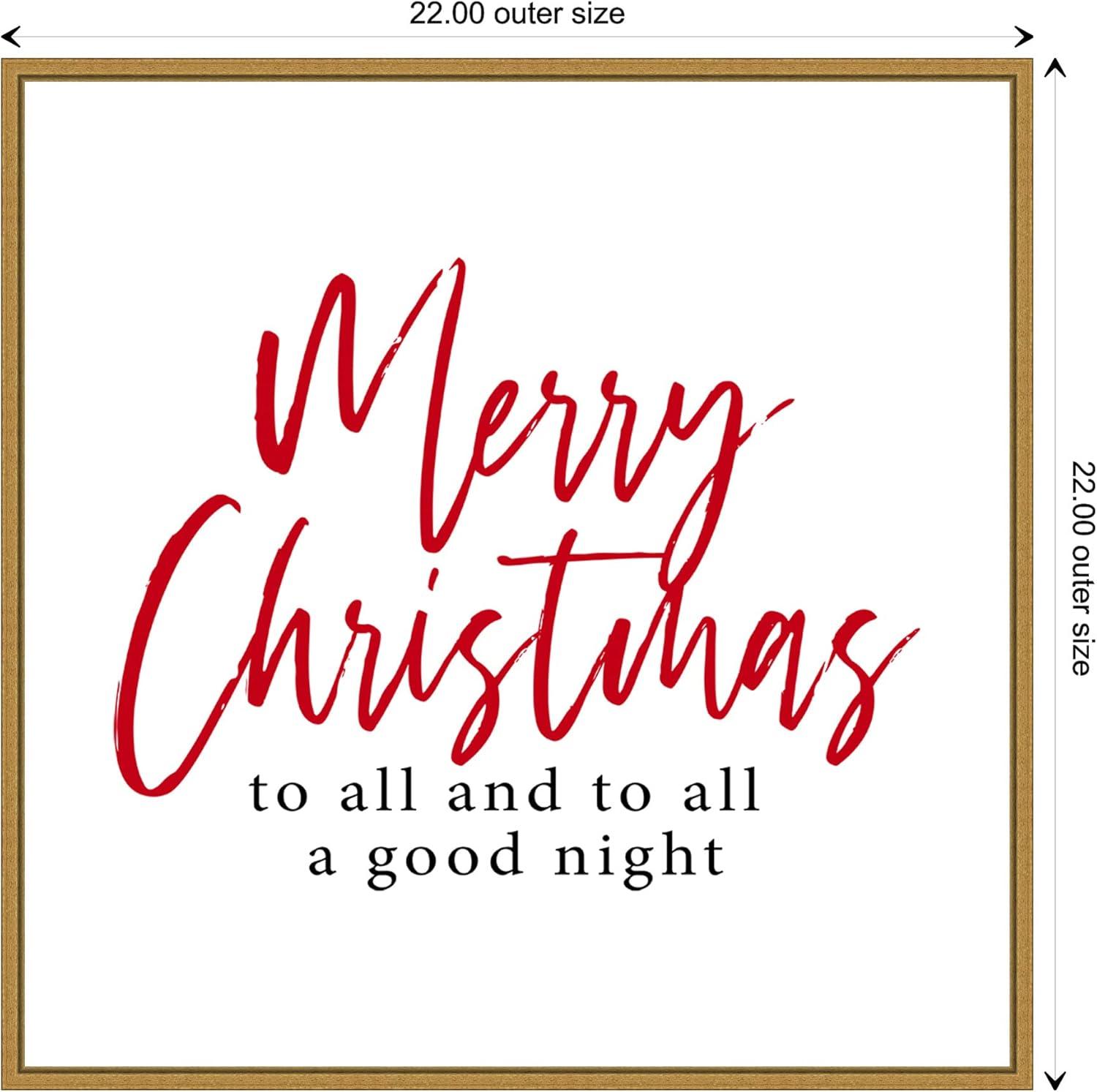 Merry Christmas Red Script Framed Canvas Print