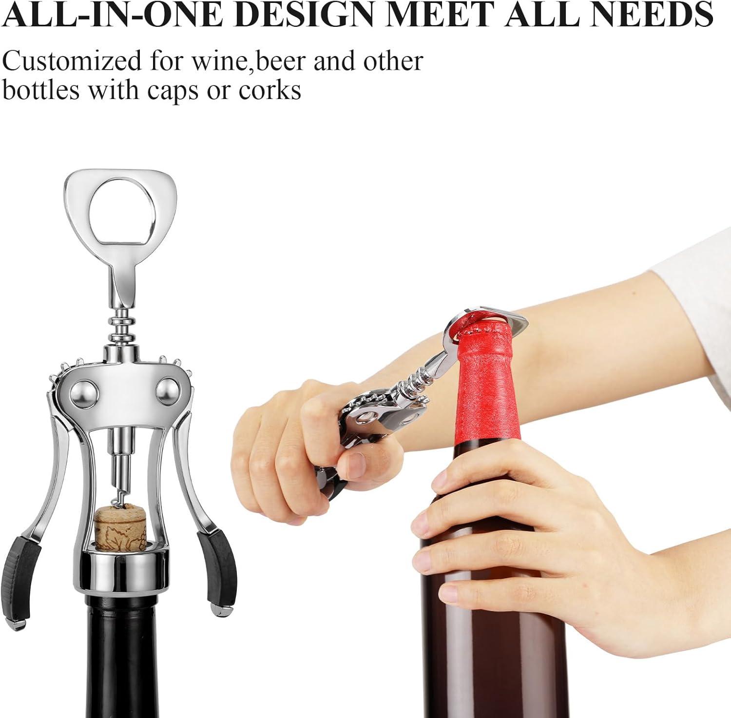 Silver Zinc Alloy Wing Corkscrew and Bottle Opener