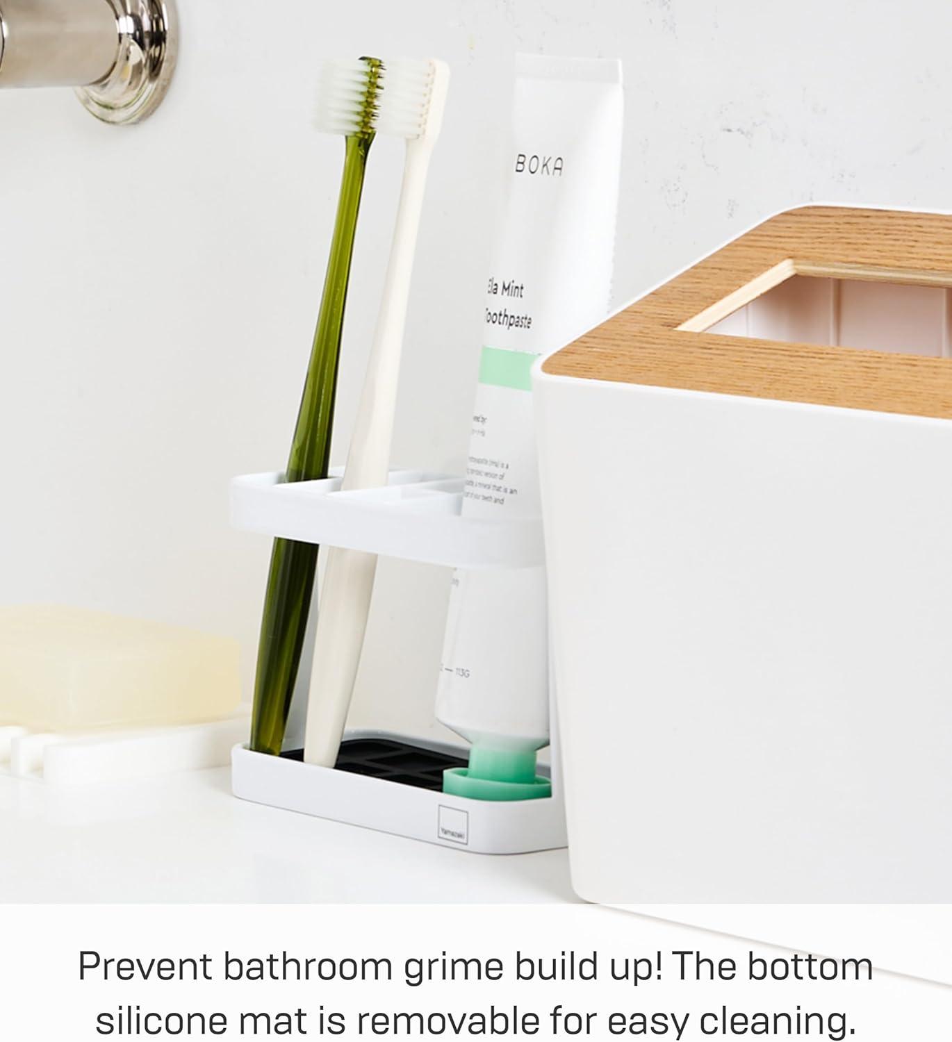 Yamazaki Home Tower Yamazaki Home Toothbrush And Toothpaste Holder For Bathroom Countertop, Steel, Water Resistant