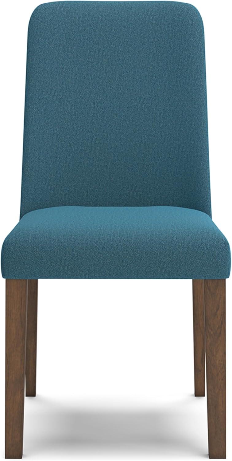 Blue Upholstered Wood Side Chair with Brown Frame