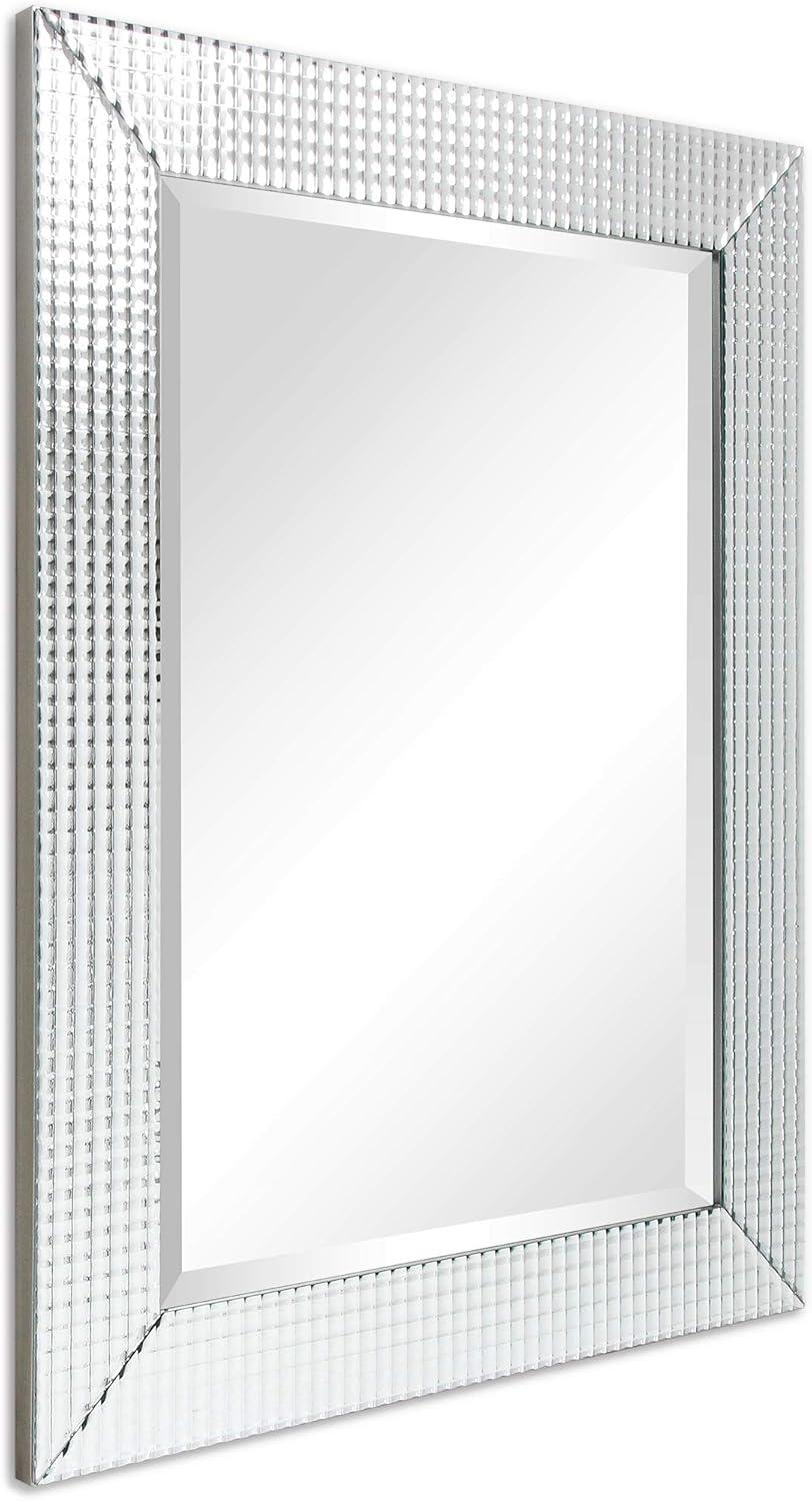 Luxe Prism Beveled Glass & Wood Frame Mirror, 30" x 40"