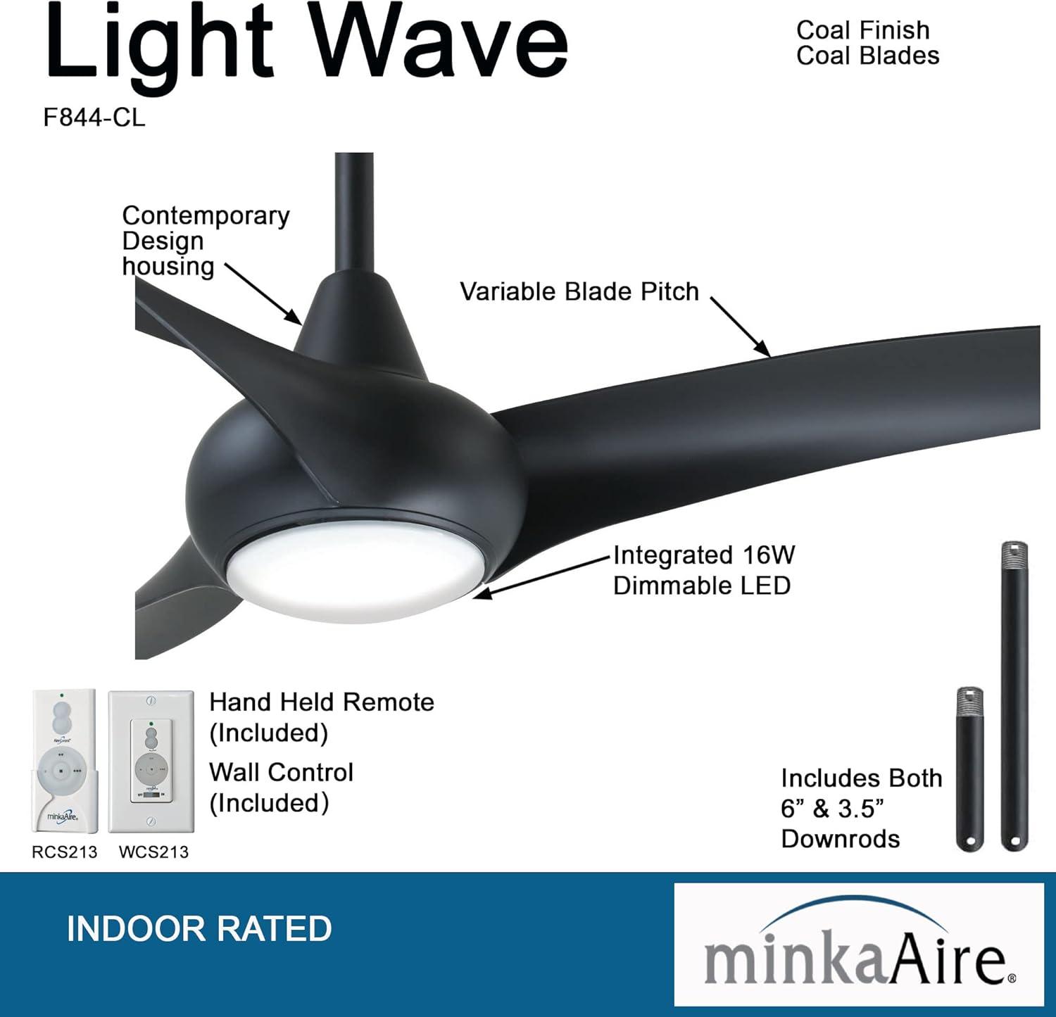 52" Wave 3 - Blade LED Propeller Ceiling Fan with Remote Control and Light Kit Included