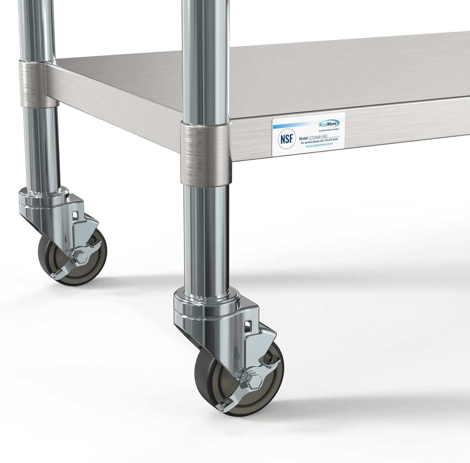 KoolMore 24" x 48" Stainless Steel Work Table with Casters