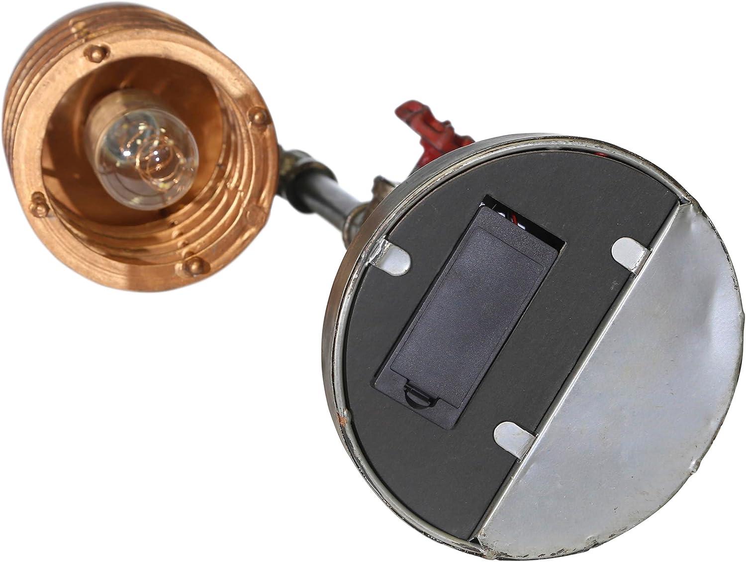 Sagebrook Home Industrial Style Metal Pipe Table Lamp, Bulb Included, Battery Operated, Black and Copper, 17.75"H