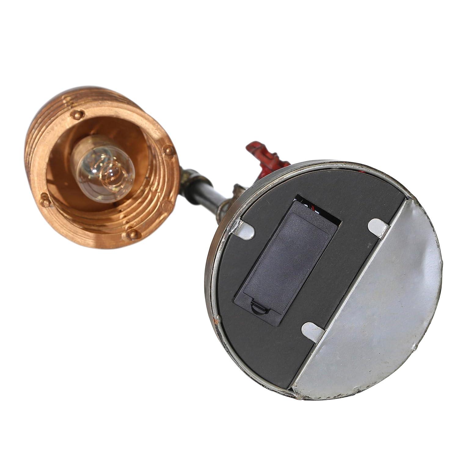 Sagebrook Home Industrial Style Metal Pipe Table Lamp, Bulb Included, Battery Operated, Black and Copper, 17.75"H