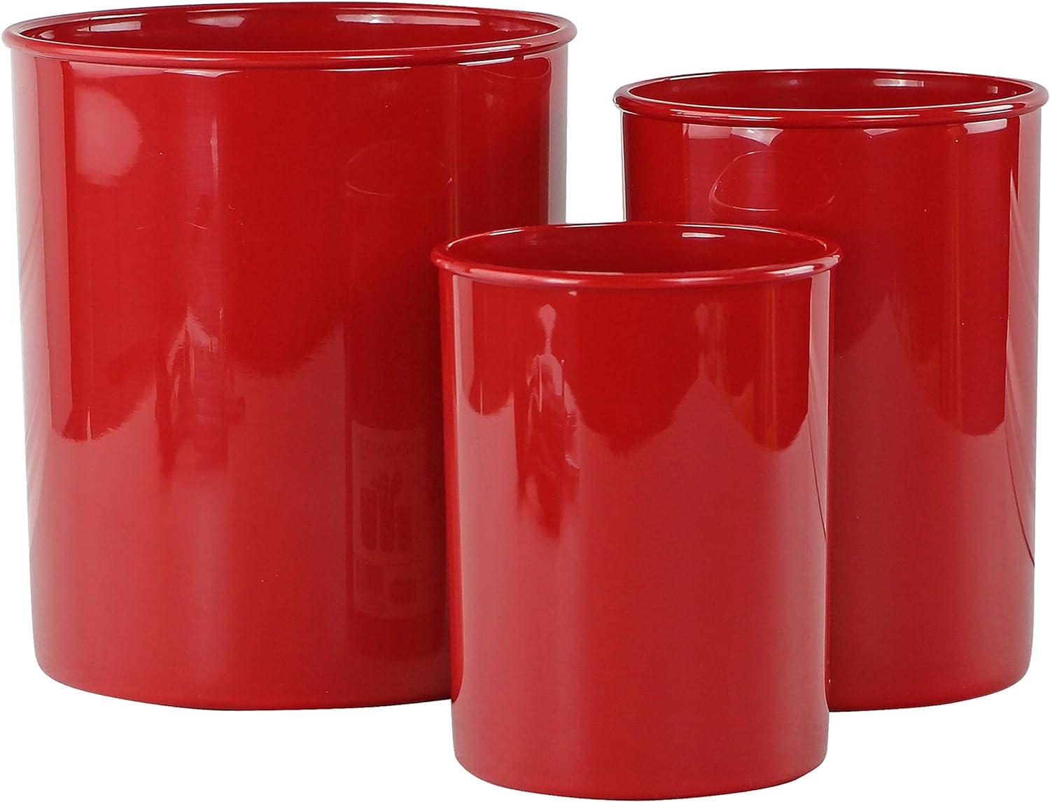 Red Plastic Multipurpose Utensil Crock Holders Set