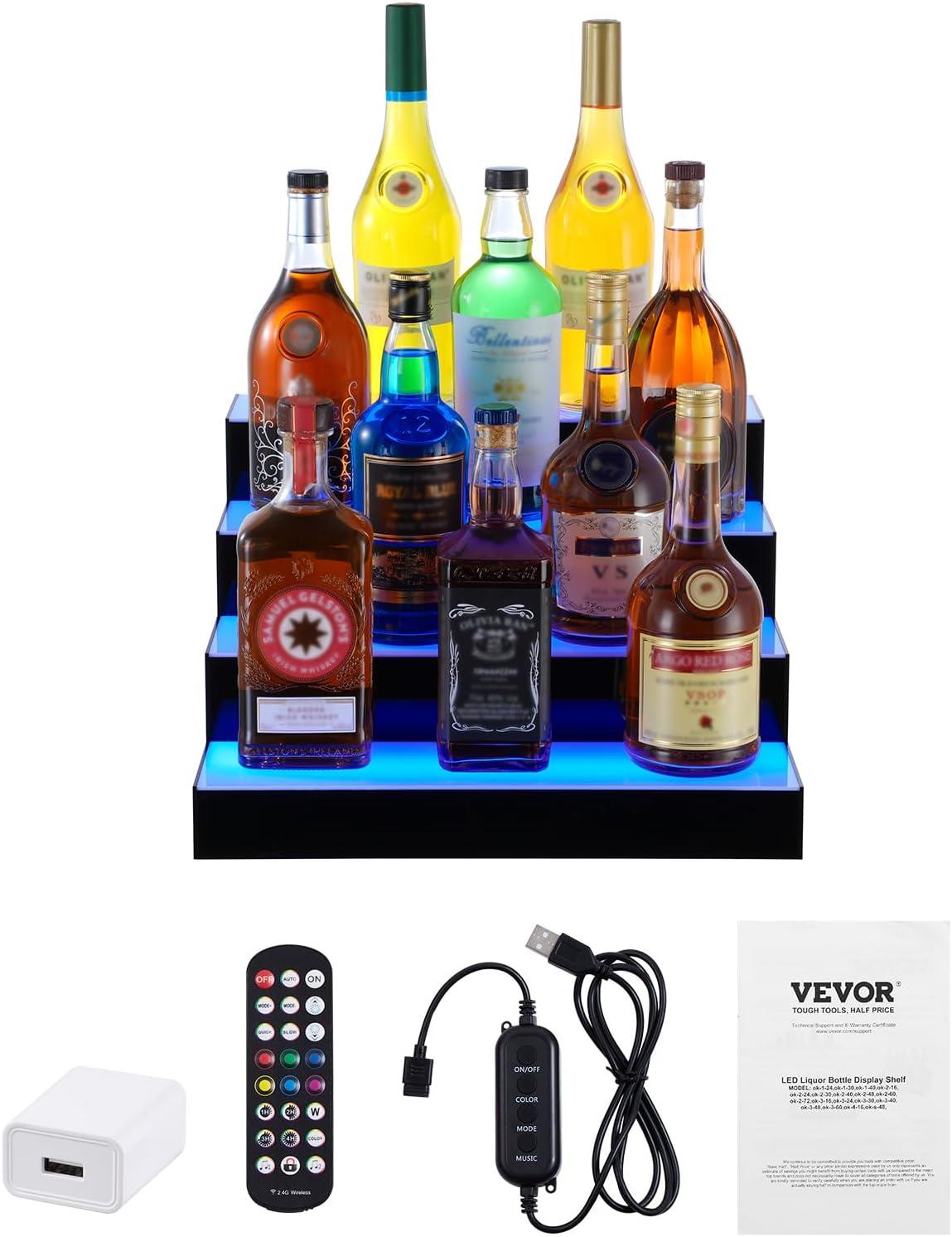 Ivy Bronx Ivy Bronx LED Lighted Liquor Bottle Display Bar Shelf RF & App Control 16" 4-Step