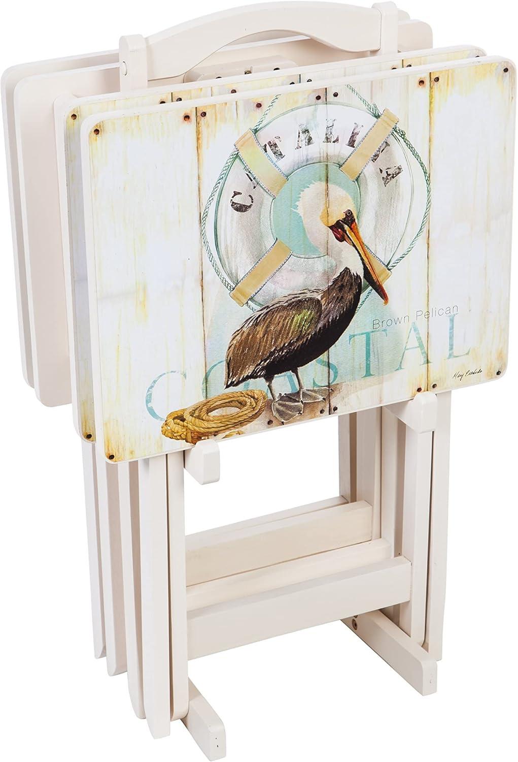 Evergreen TV Tray S/4 with Stand, Shore Birds