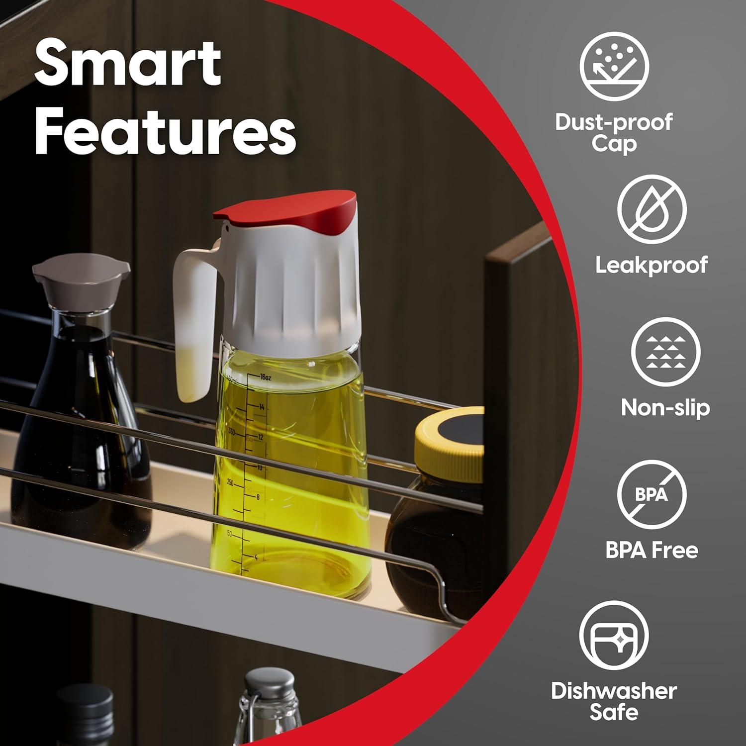 Dwellza Kitchen Cooking Olive Oil Dispenser Bottles For Kitchen With Drain And Measurements