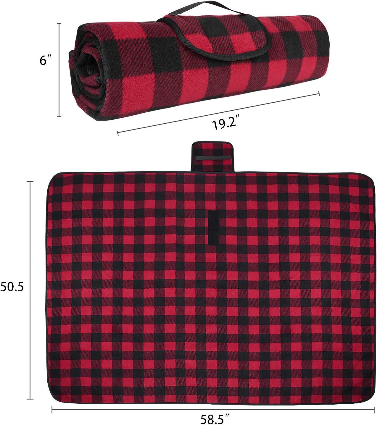 Red and Black Plaid Waterproof Sherpa Fleece Throw Blanket