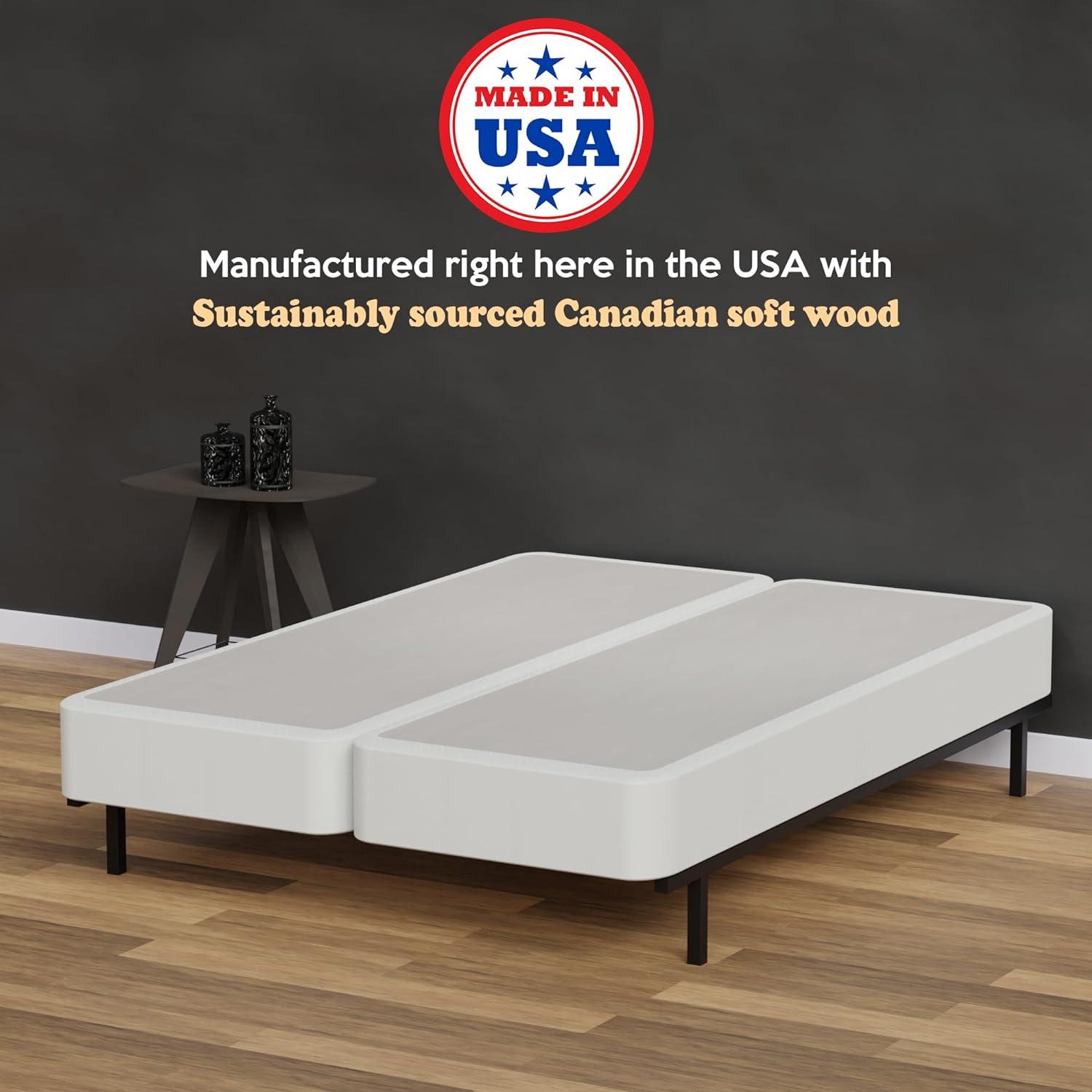 Continental Sleep, 4" Split wood Box Spring/Foundation for Mattress, Queen