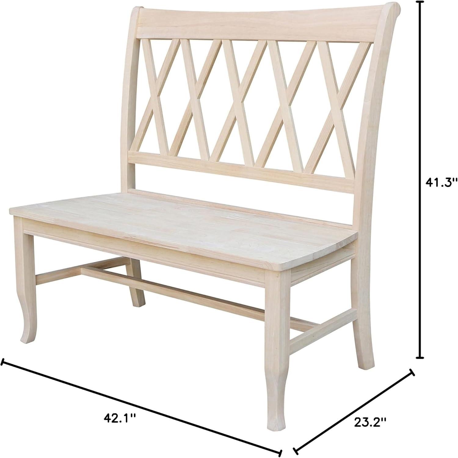 International Concepts Double X - Back Bench - Unfinished : Hardwood Rectangular Dining & Kitchen Seating