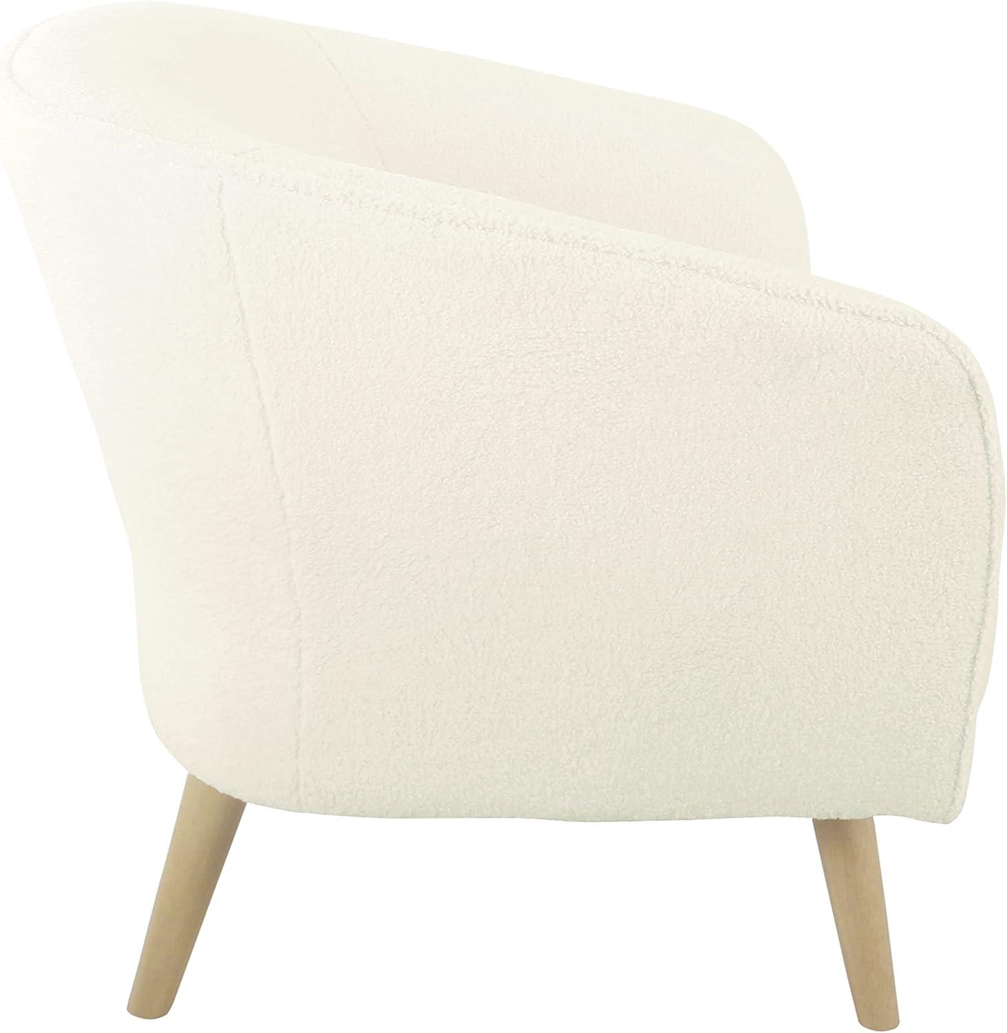 HomePop Sherpa Modern Wood and Fabric Accent Chair in Cream Finish