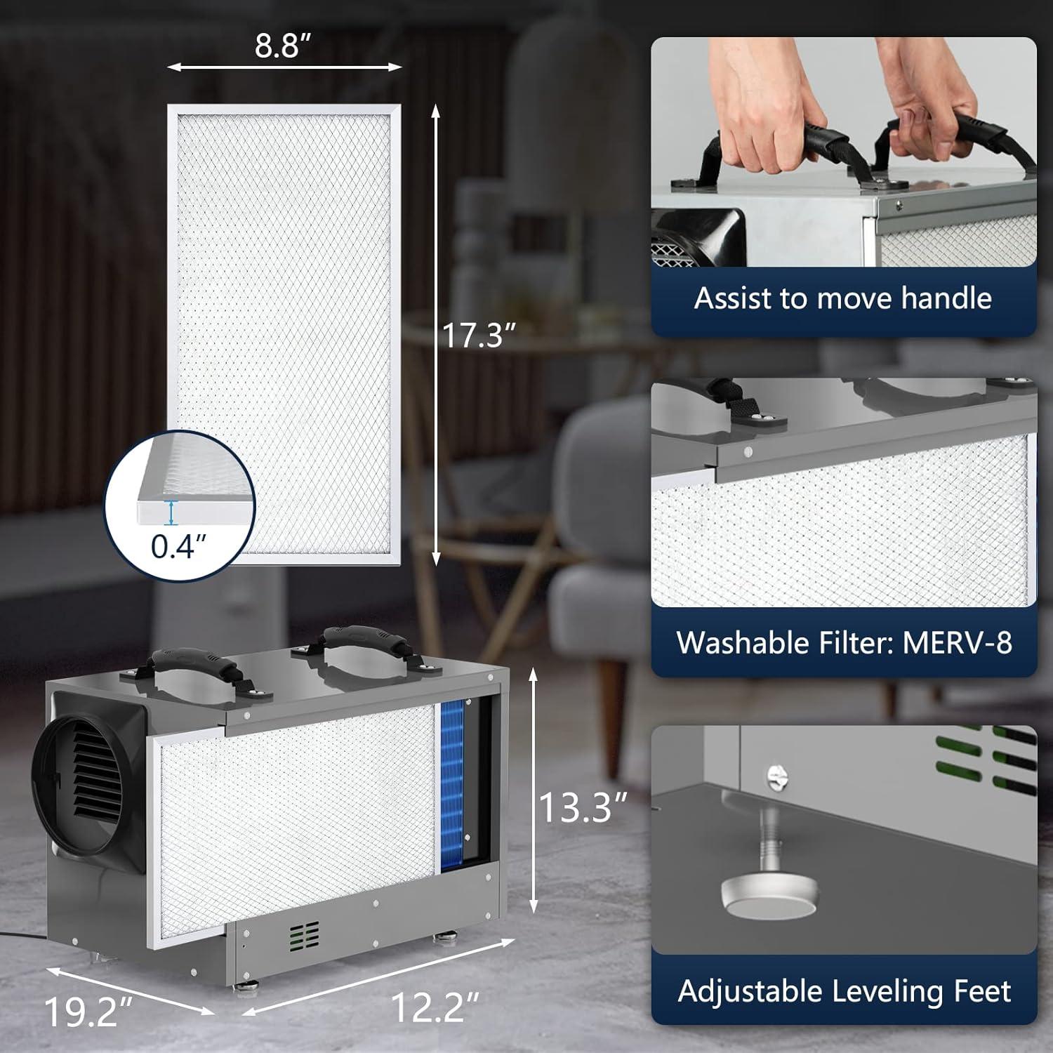 BaseAire AirWerx 55 Gray Commercial Dehumidifier with Humidistat