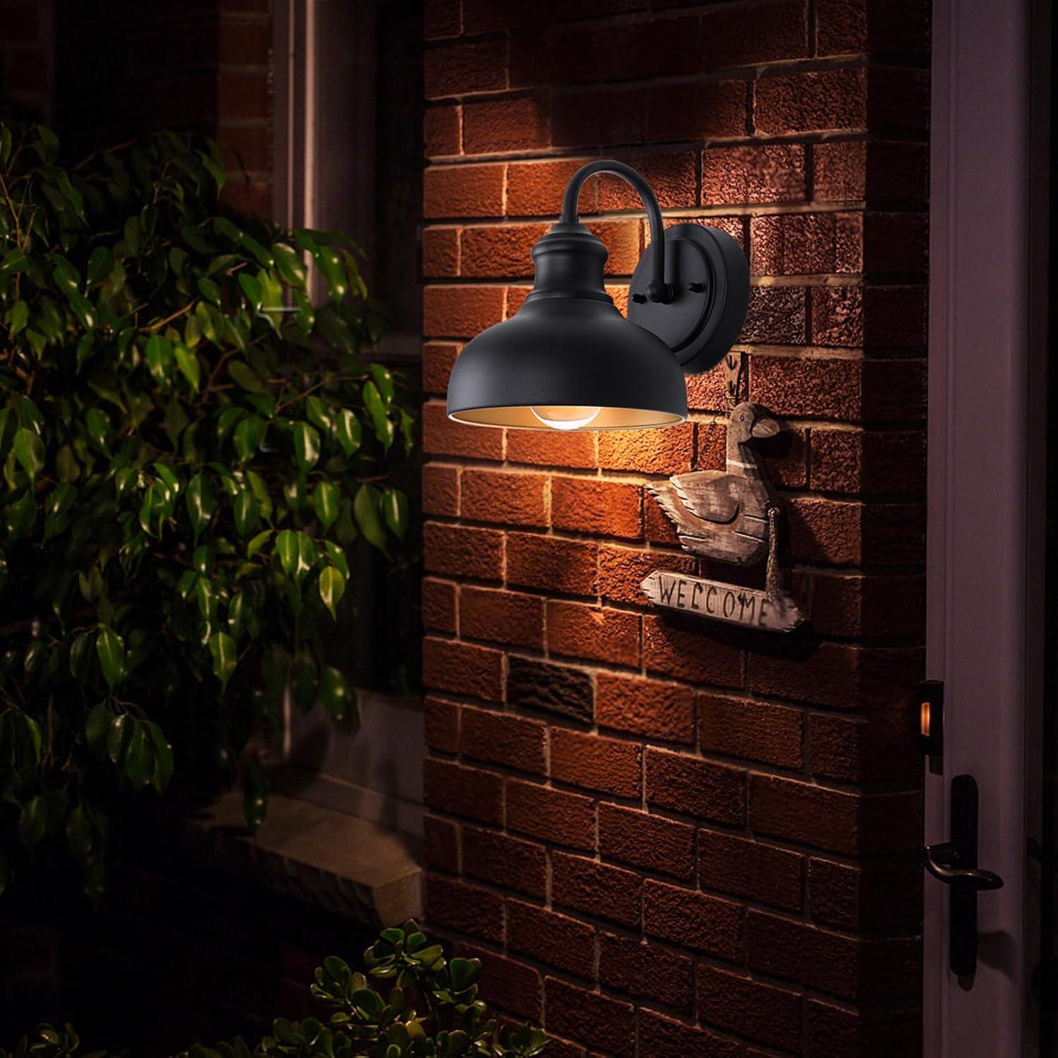 GOALPLUS Black Outdoor Gooseneck Light for Barn, Small Farmhouse Exterior Light Fixtures