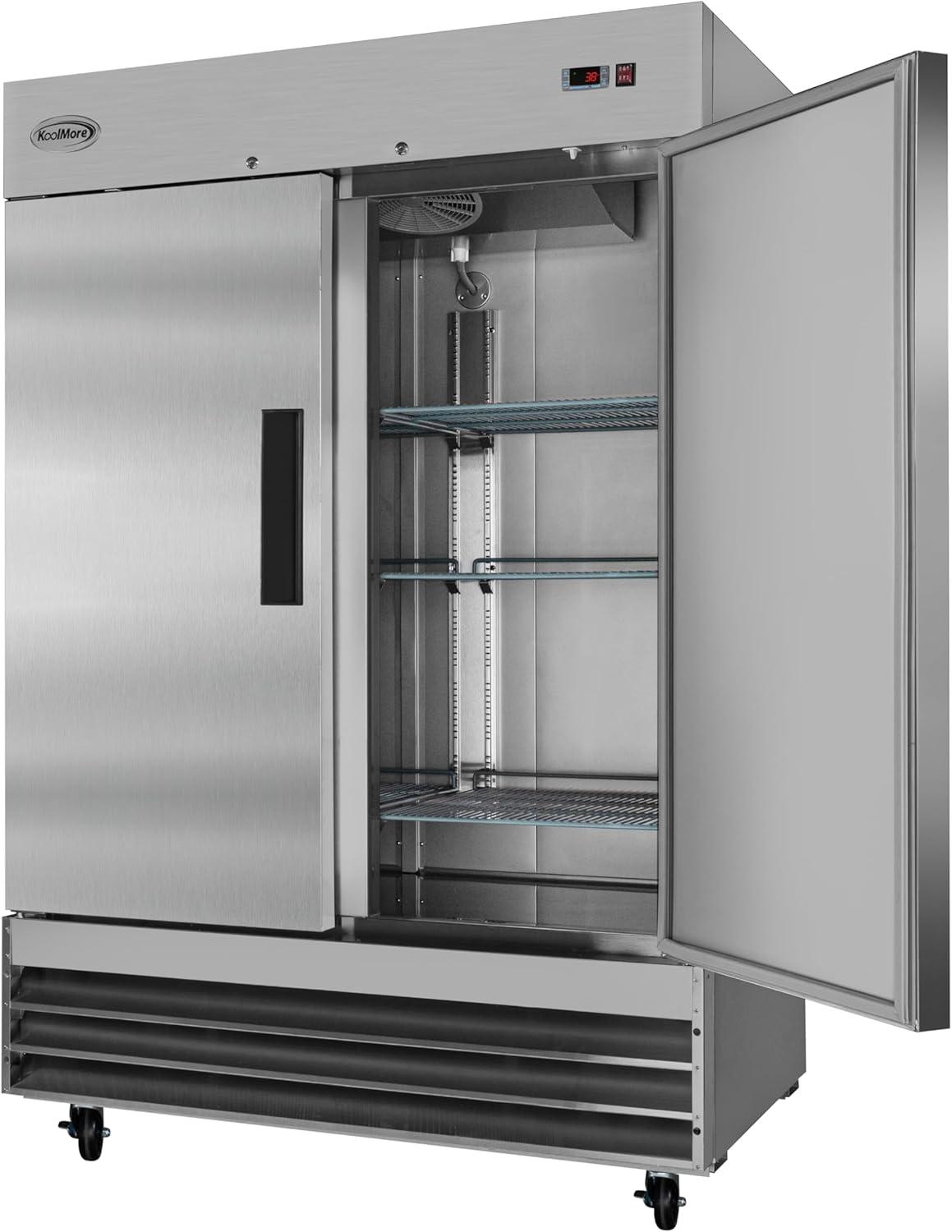 KoolMore 47 cu. ft. Commercial 2 Solid Door Reach In Refrigerator in Stainless Steel