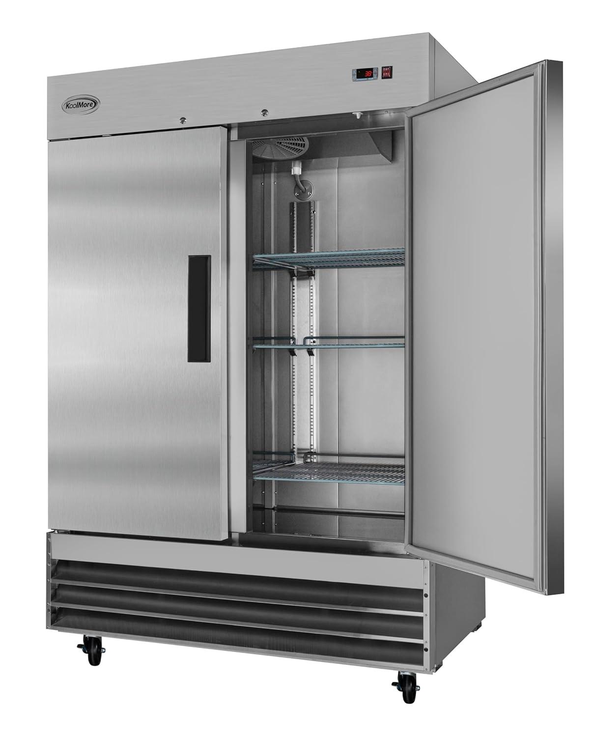 KoolMore 47 cu. ft. Commercial 2 Solid Door Reach In Refrigerator in Stainless Steel