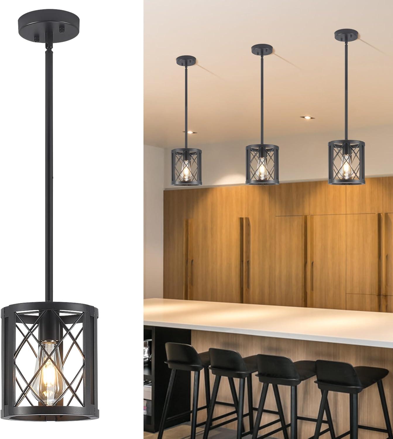Everly Quinn 17.7" Farmhouse Vintage Black And Gold Pendant Light - Dome Chandelier For Kitchen Island, Dining Room, Hallway