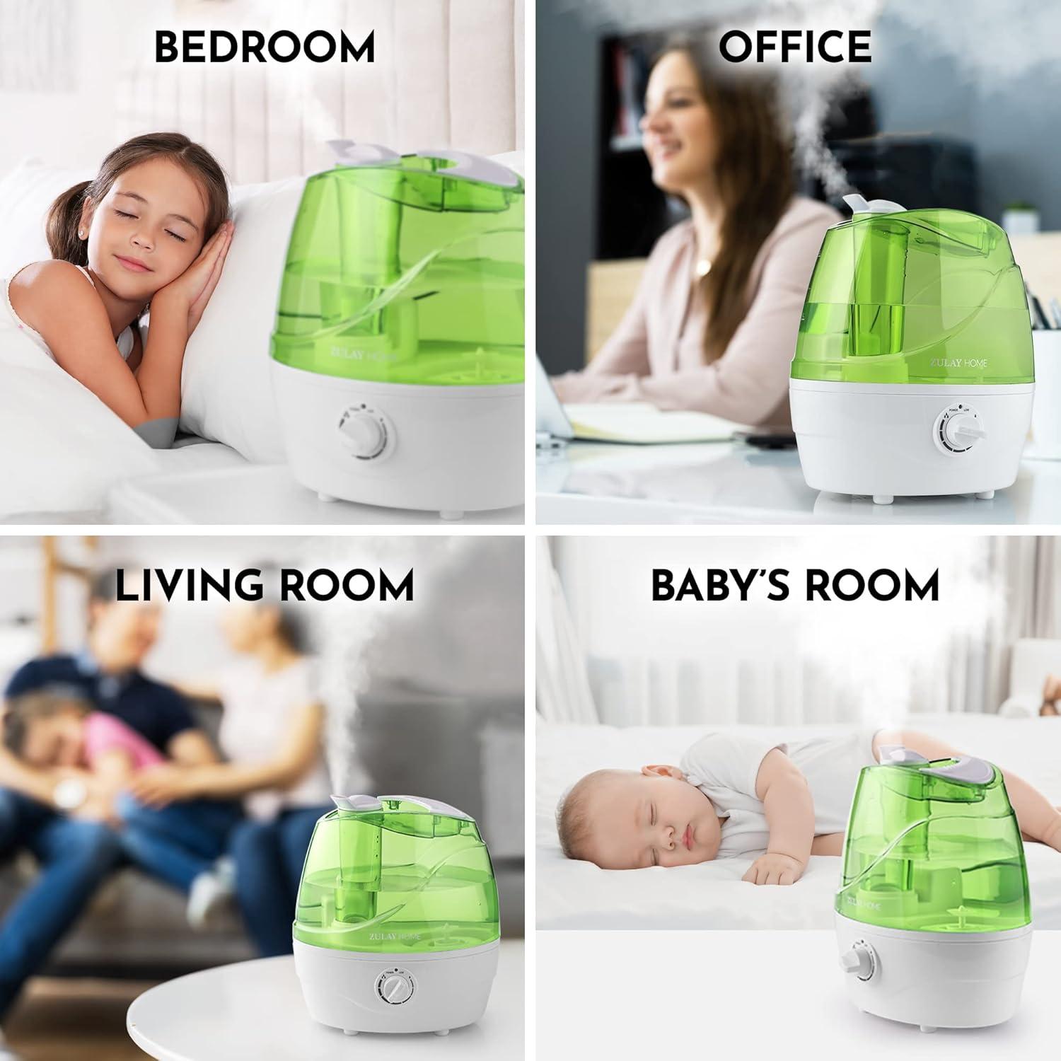 Zulay Kitchen Zulay Home Cool Mist Humidifiers For Bedroom (2.2L Water Tank) - Quiet Ultrasonic Humidifiers For Large Room With Auto Shutoff Feature - Air Humidifier For Plants, Nursery, Kids Room (Gray)