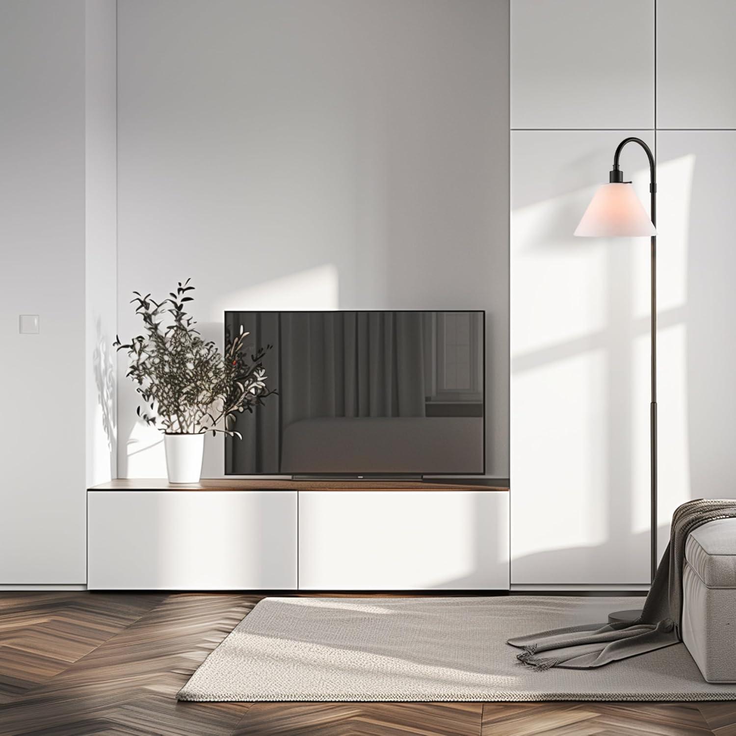 Globe Electric Barden 58" Black Floor Lamp with Dark Gray Velvet Shade Made of Metal Material