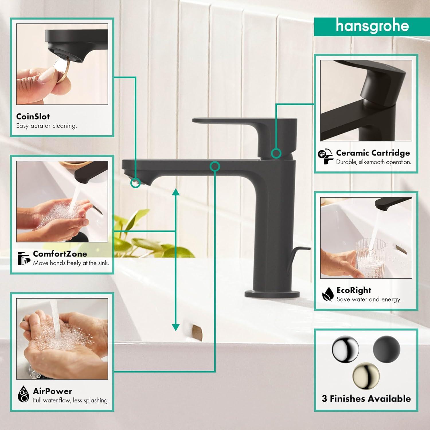 Rebris S Single Hole Bathroom Faucet with Drain Assembly