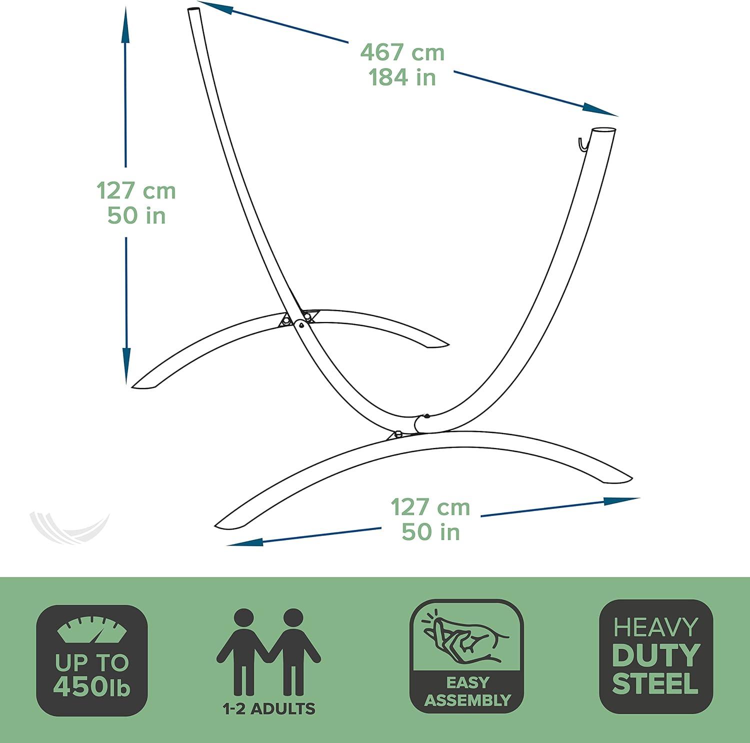 Vivere 15ft Arc Steel Hammock Stand - Black Color