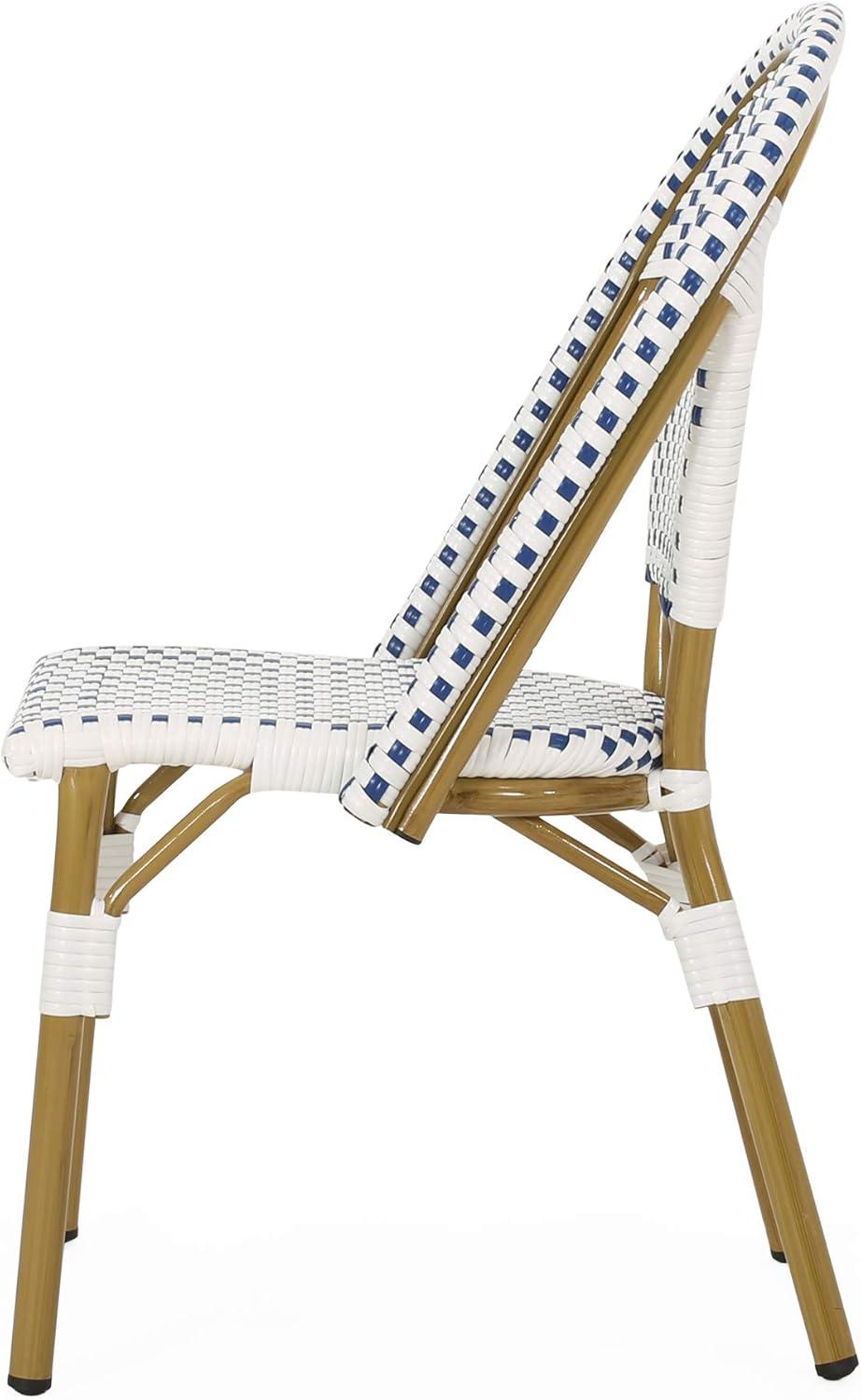 Christopher Knight Home Elize 4pk Outdoor French Cafe Chairs - Blue/White/Bamboo
