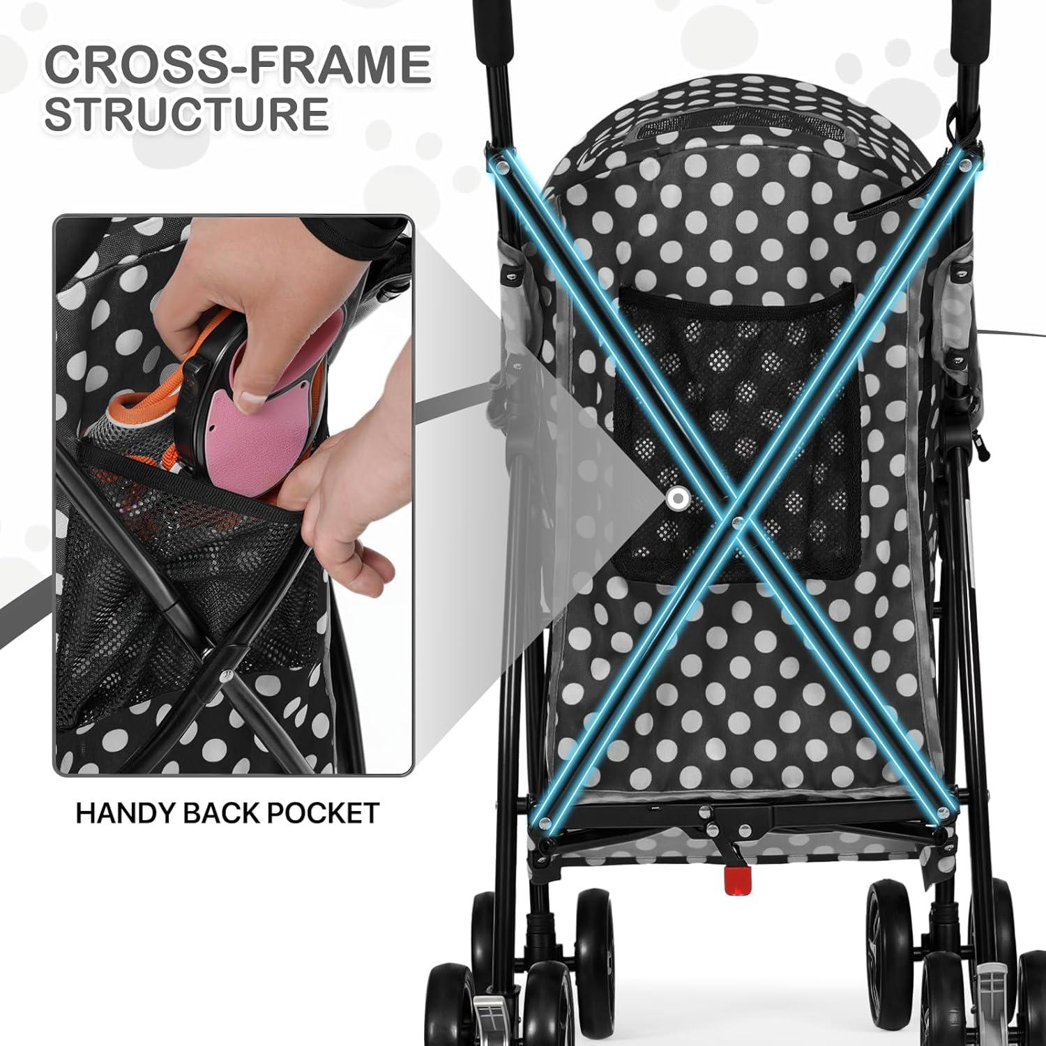 Pet Stoller Dog Cat Stoller Comfortable Lightweight Stroller With Adjustable Canopy