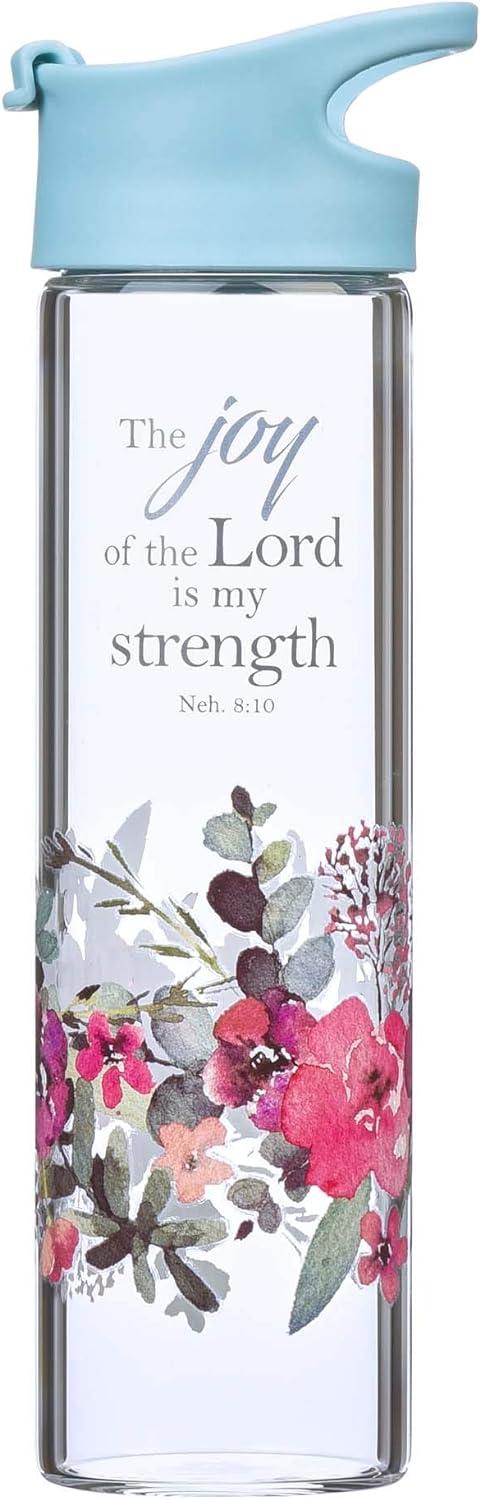 The Joy of the Lord Glass Water Bottle  - Nehemiah 8:10