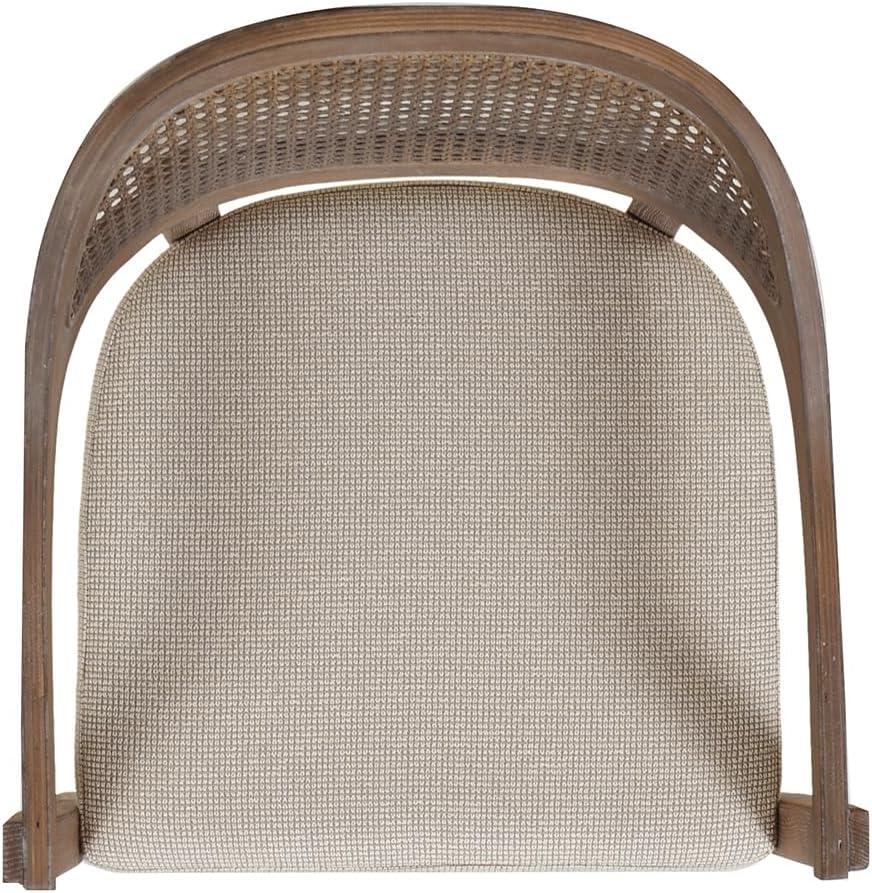 Americana Mid-Century Modern Cane Back Dining Chair, Taupe Beige Textured Weave