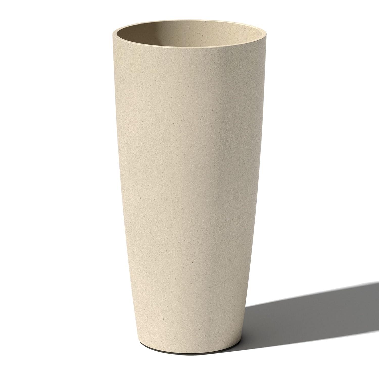 Veradek Mason Series Vega Planter - Round Tall Planter for Indoor or Outdoor Porch/Patio | Made from Plastic-Stone Composite with Drainage Holes | Modern Décor for, Flowers, Interior Plants