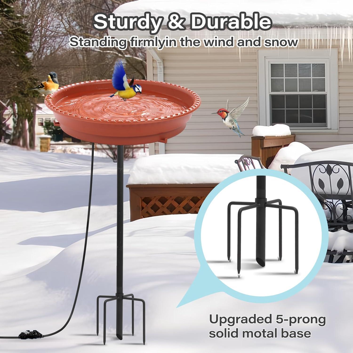 Heated Bird Bath for Outdoors for Winter, 75W Bird Bath Water Heater Bird Bath Deicer,Deep Bowl Thermostatic Control Weather Resistance Stylish Design with Planter Pedestal for All Seasons