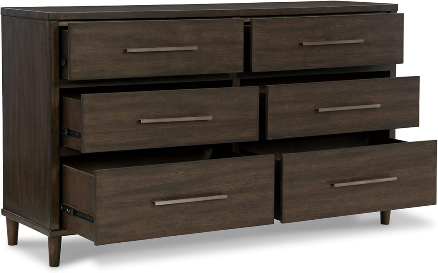 Mid-Century Modern 60" Brown Dresser with Dovetail Drawers