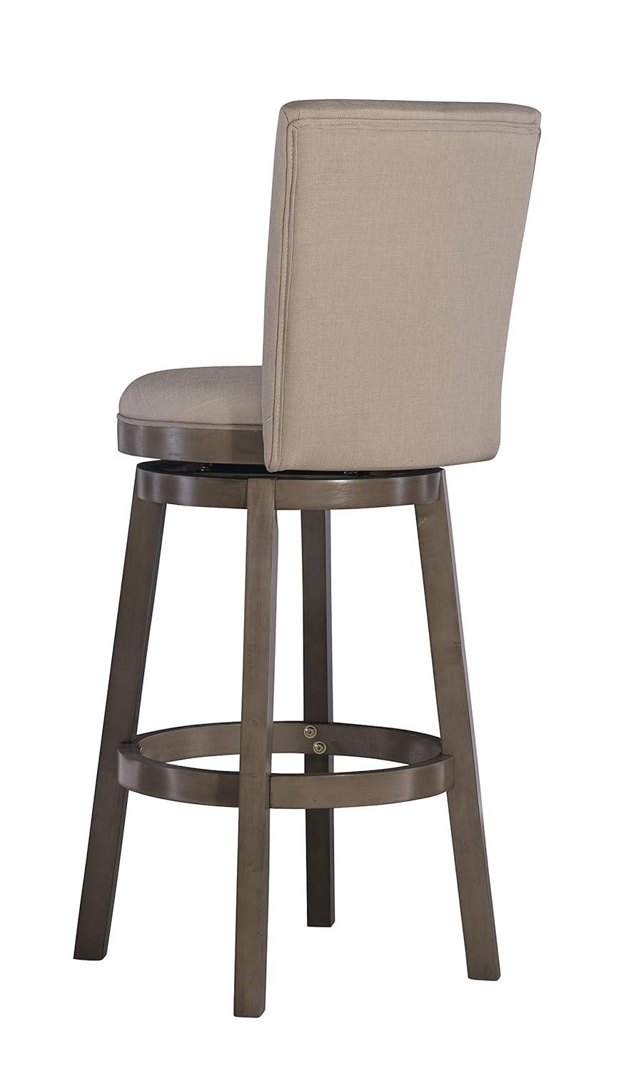 Linon Davis Round 32" Mid Back Swivel Bar Stool, Rustic Taupe/Beige