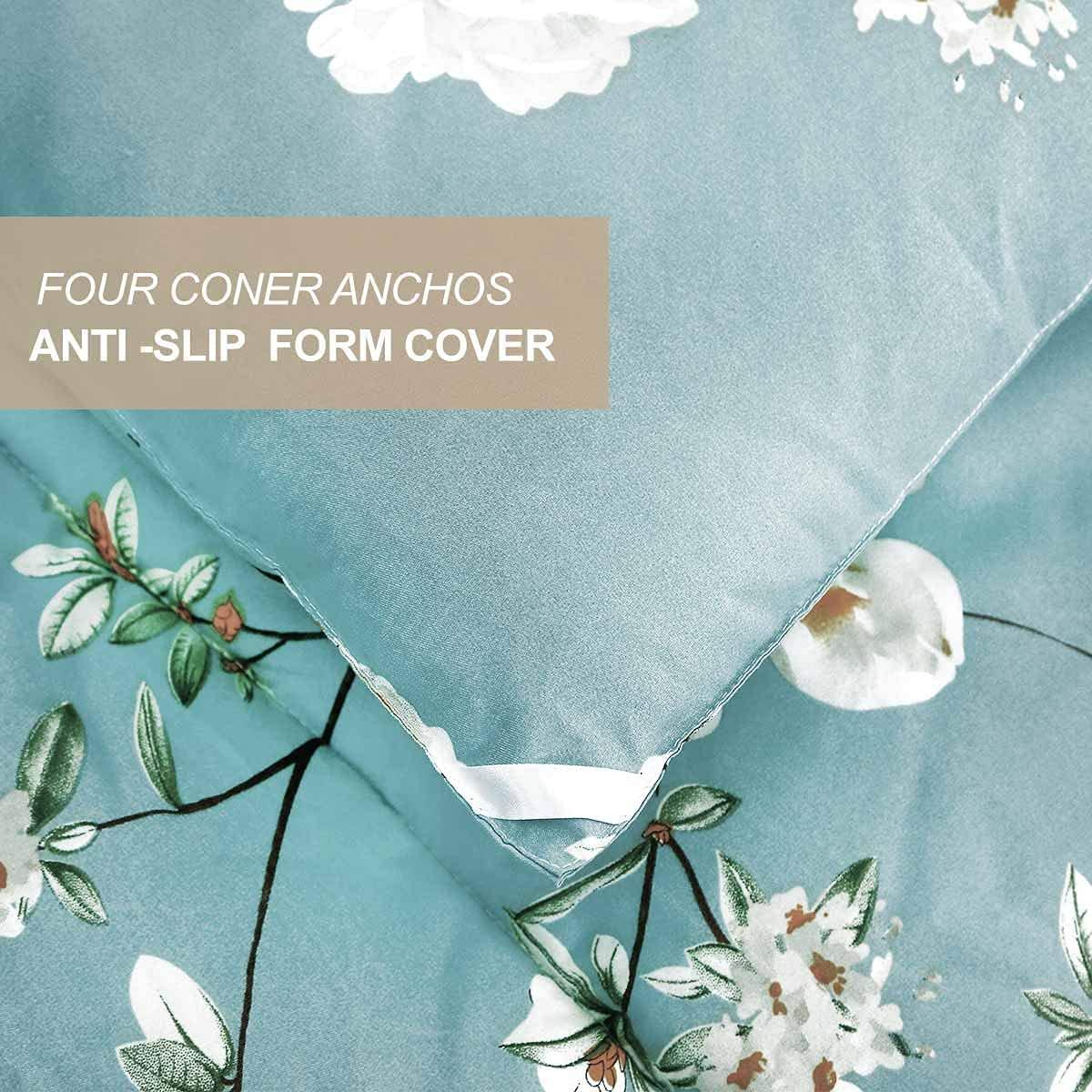 Nanko Bedding Duvet Cover Set Queen, 3 Pieces – 800-Thread Floral Microfiber Down Comforter Quilt Cover Zipper & Tie for Women & Men’s Bedroom, Luxury Guestroom Decor -Teal