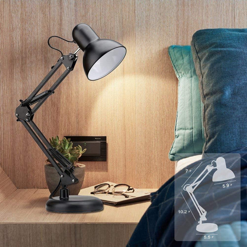 Black Adjustable Metal Clip-on Desk Lamp