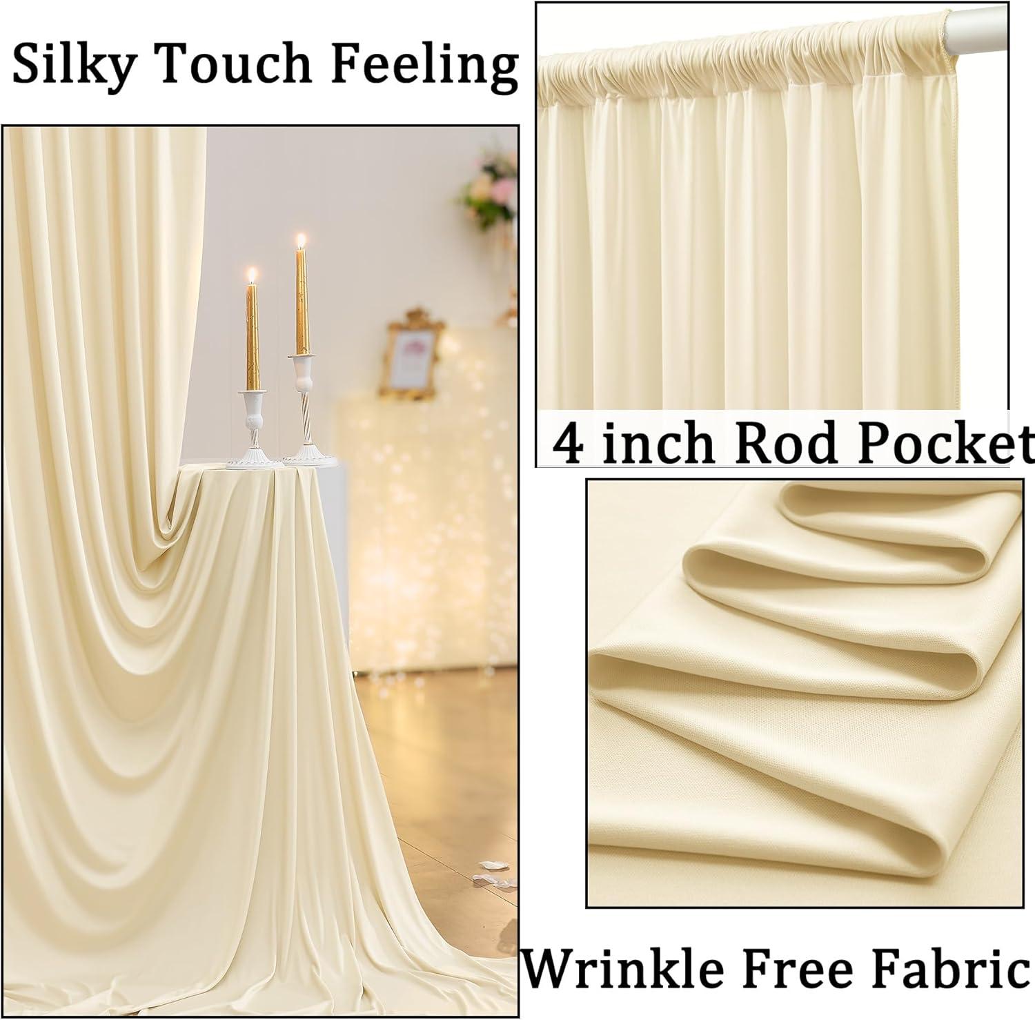 10ft x 10ft Champagne Polyester Backdrop Curtains for Events