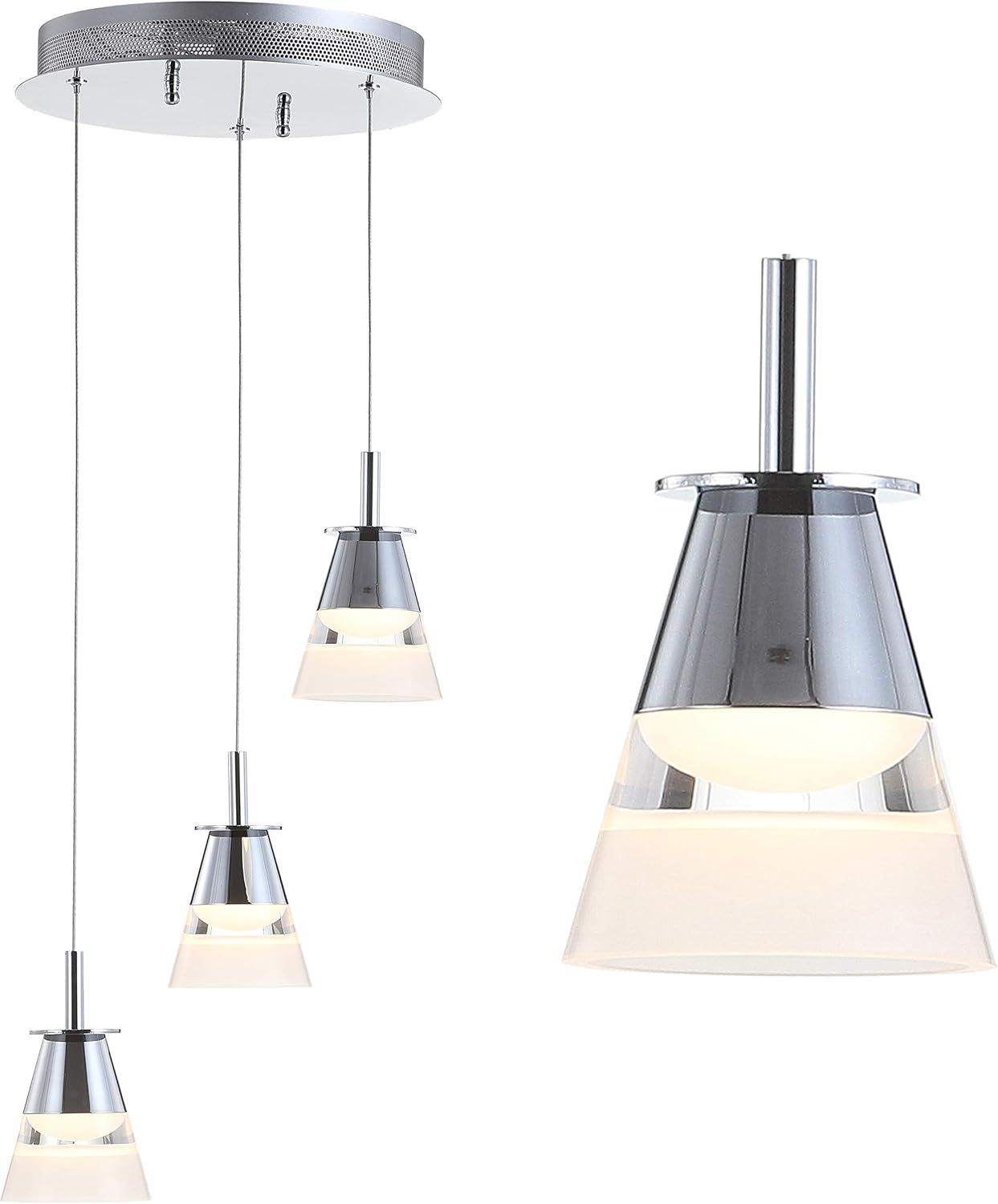 Alain Modern 12.5" Chrome 3-Light Adjustable Cluster LED Pendant