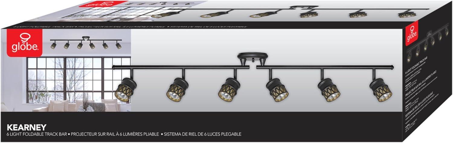 Kearney 46'' Oil Rubbed Bronze 6-Light Adjustable Track Lighting with Champagne Glass Shades